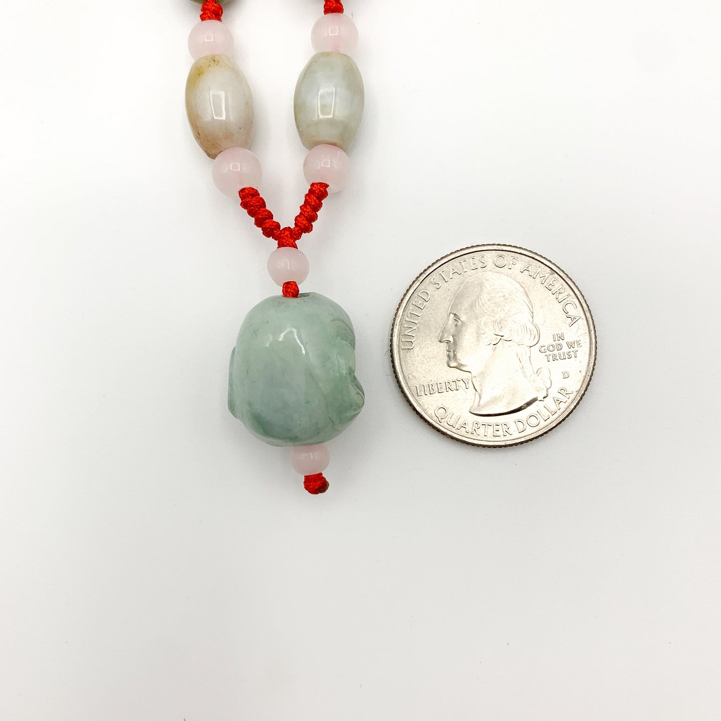 Jadeite Jade Buddha Head Carved Pendant Necklace, YW-0110-1645917245 - AriaDesignCollection