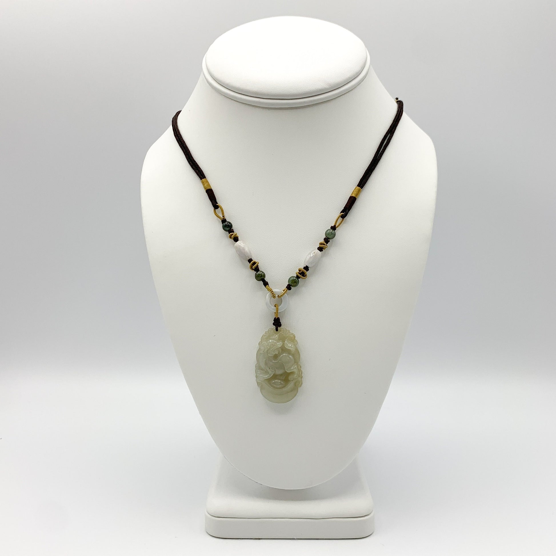 Jadeite Jade Dog Chinese Zodiac Hand Carved Red Pendant Necklace, YW-0110-1647059503 - AriaDesignCollection