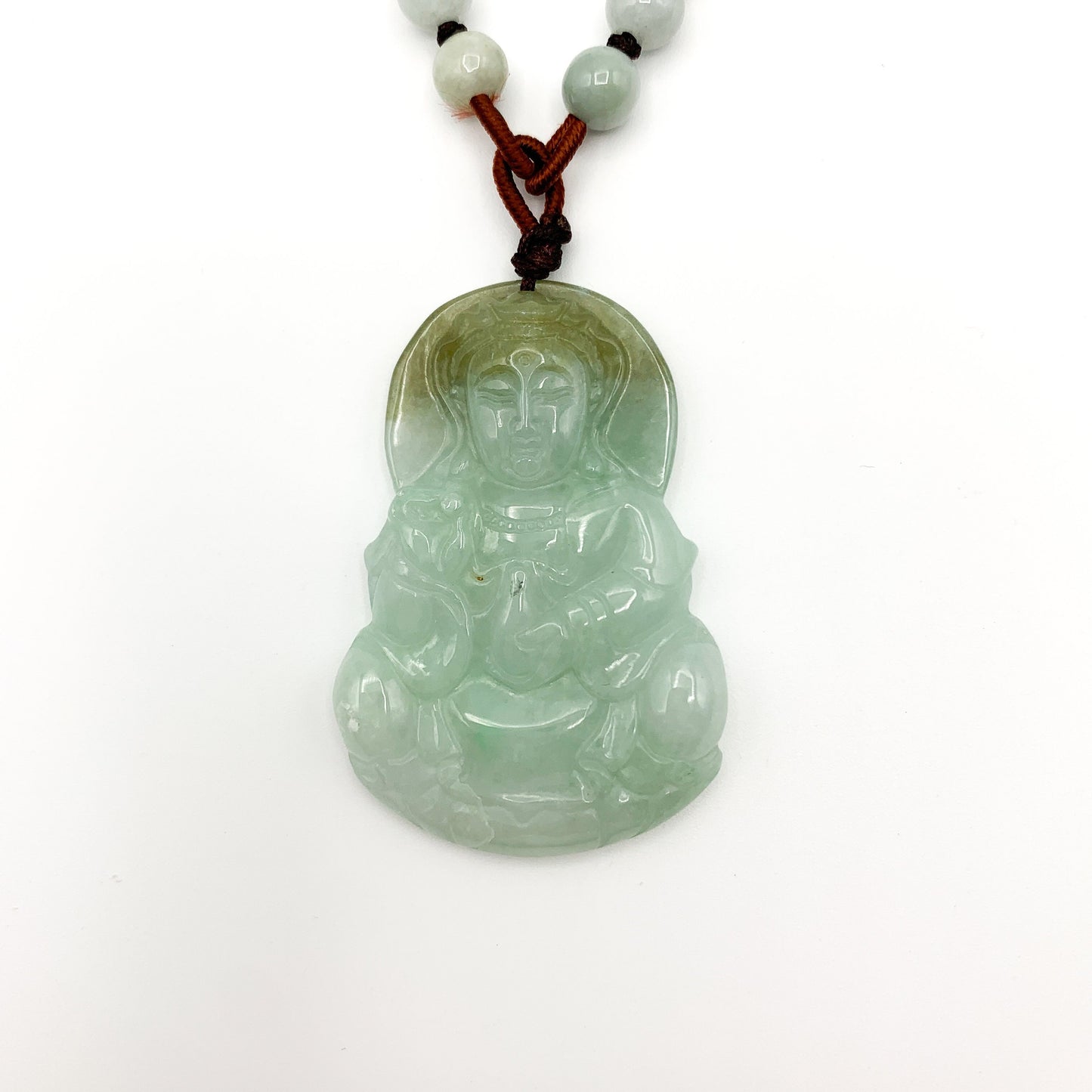 Jadeite Jade Guan Yin Avalokiteshvara Carved Pendant Necklace, Quan Am, YW-0110-1646513091 - AriaDesignCollection