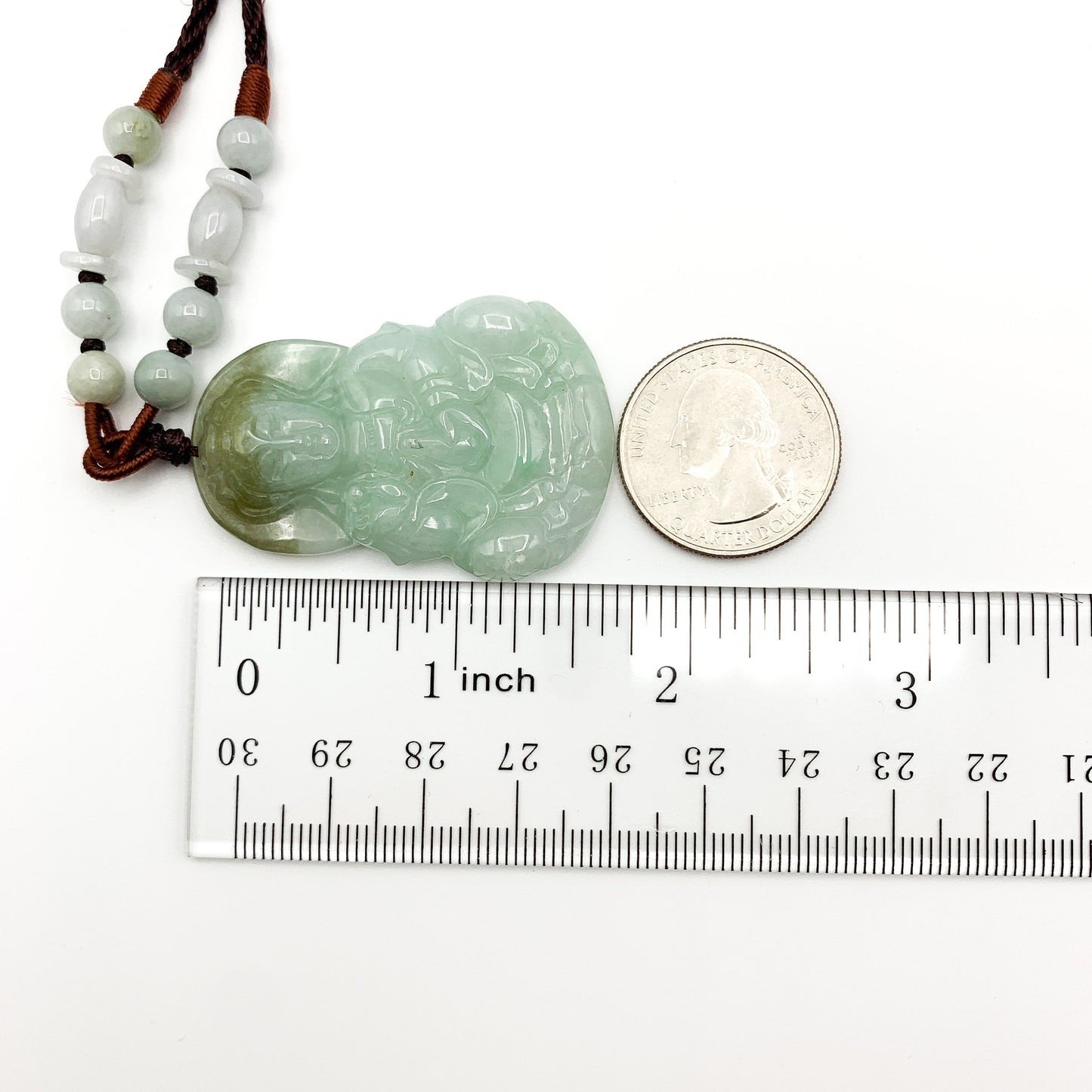 Jadeite Jade Guan Yin Avalokiteshvara Carved Pendant Necklace, Quan Am, YW-0110-1646513091 - AriaDesignCollection