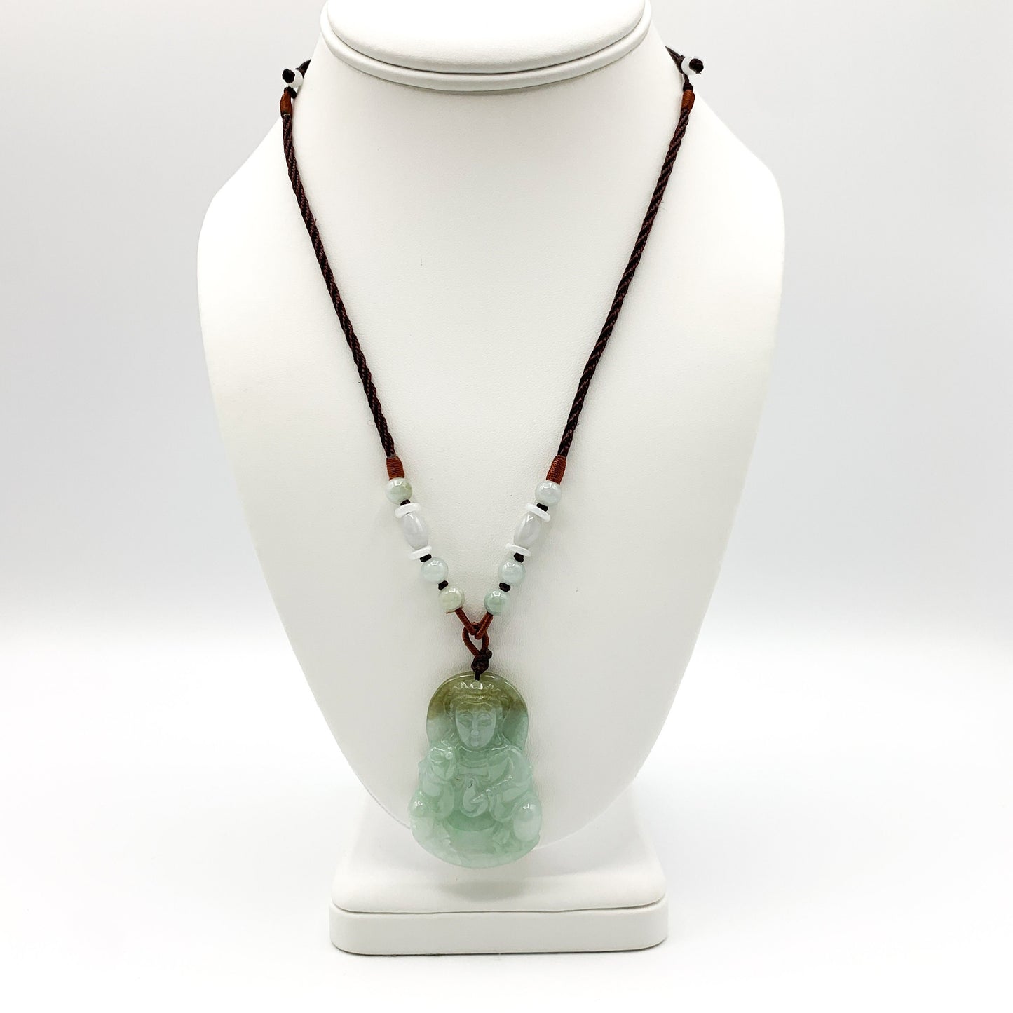 Jadeite Jade Guan Yin Avalokiteshvara Carved Pendant Necklace, Quan Am, YW-0110-1646513091 - AriaDesignCollection