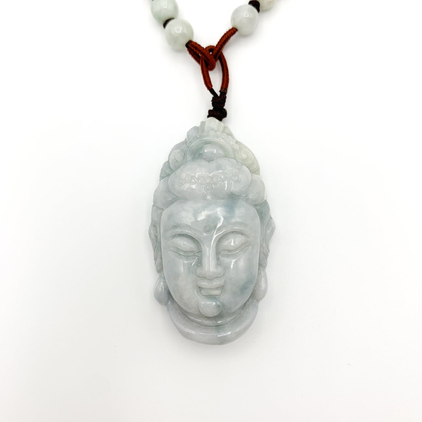 Jadeite Jade Guan Yin Head Carved Pendant Necklace, Jade Quan Am, Jade Kuan Yin, YW-0110-1646848256 - AriaDesignCollection