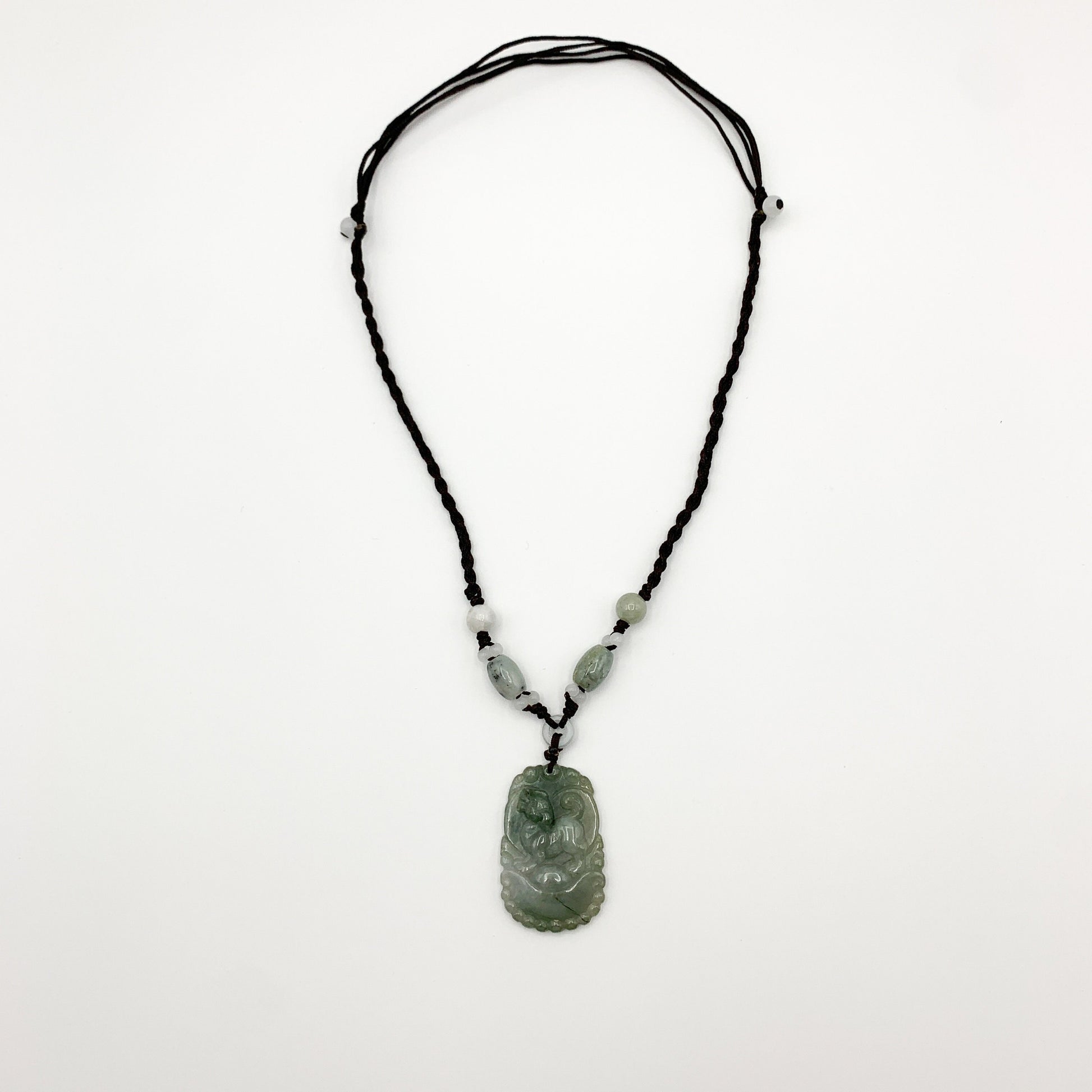 Jadeite Jade Dog Chinese Zodiac Hand Carved Pendant Necklace, YW-0110-1647127335 - AriaDesignCollection