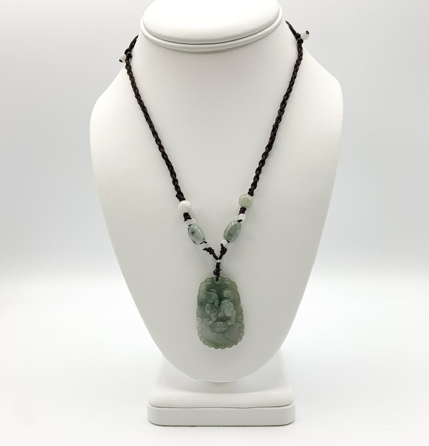 Jadeite Jade Dog Chinese Zodiac Hand Carved Pendant Necklace, YW-0110-1647127335 - AriaDesignCollection