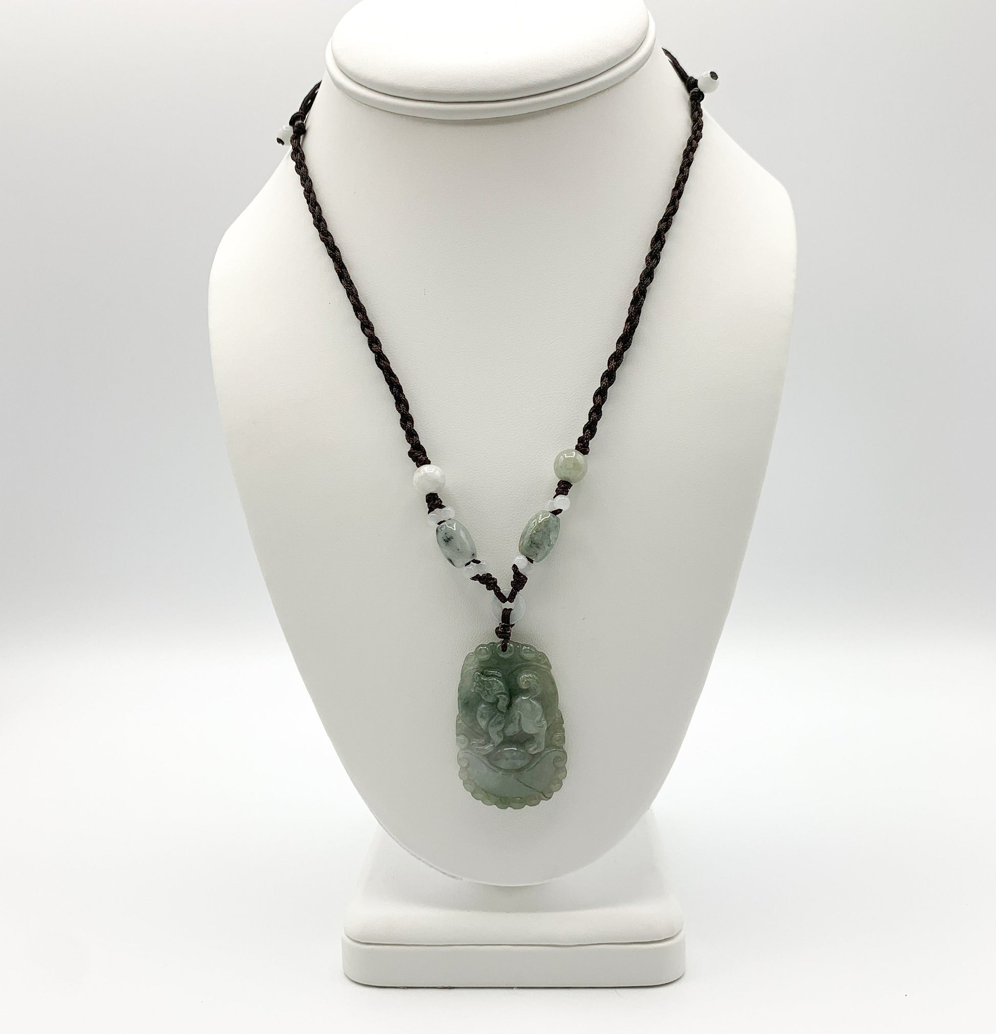 Jadeite Jade Dog Chinese Zodiac Hand Carved Pendant Necklace, YW-0110-1647127335 - AriaDesignCollection