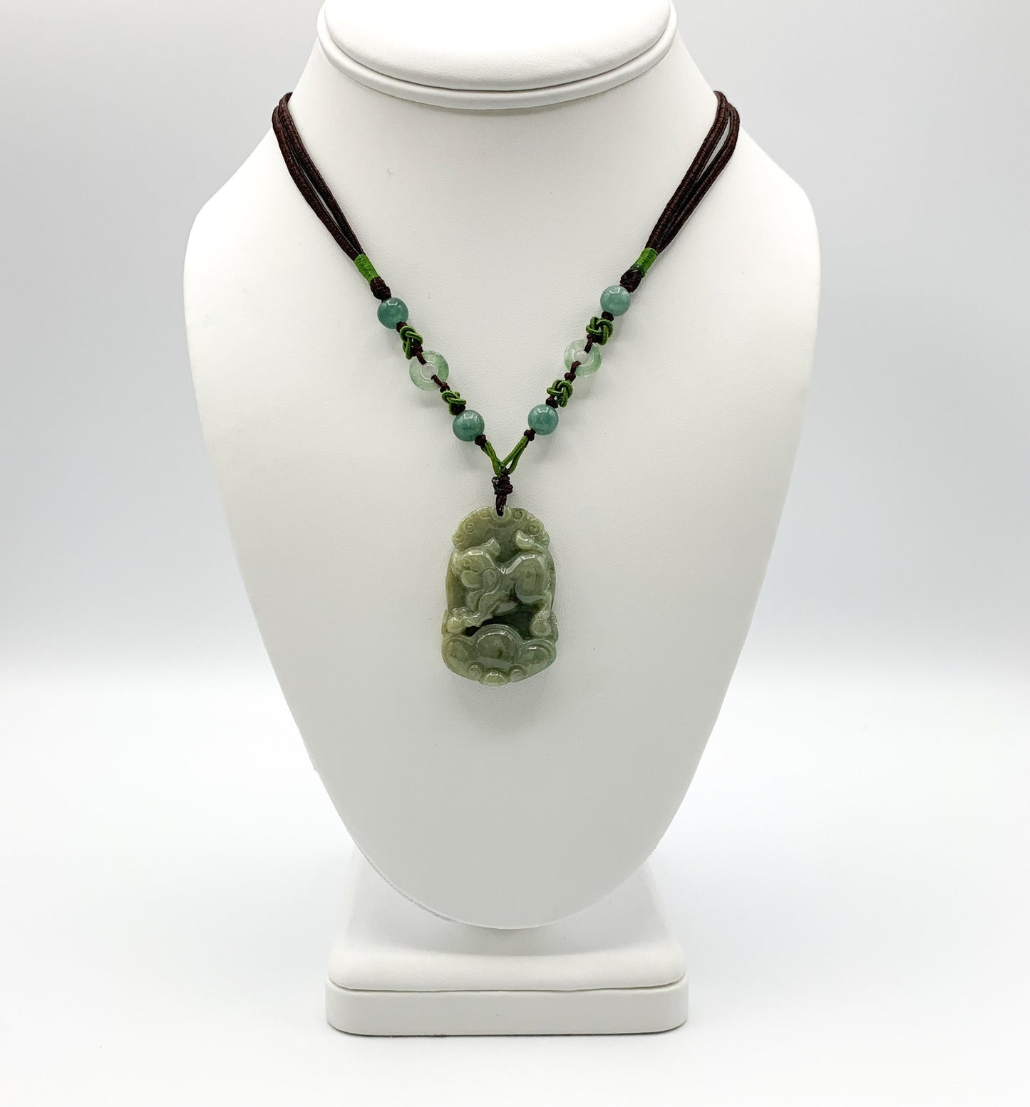Jadeite Jade Pig Boar Chinese Zodiac Carved Pendant Necklace, YW-0321-1646926297 - AriaDesignCollection