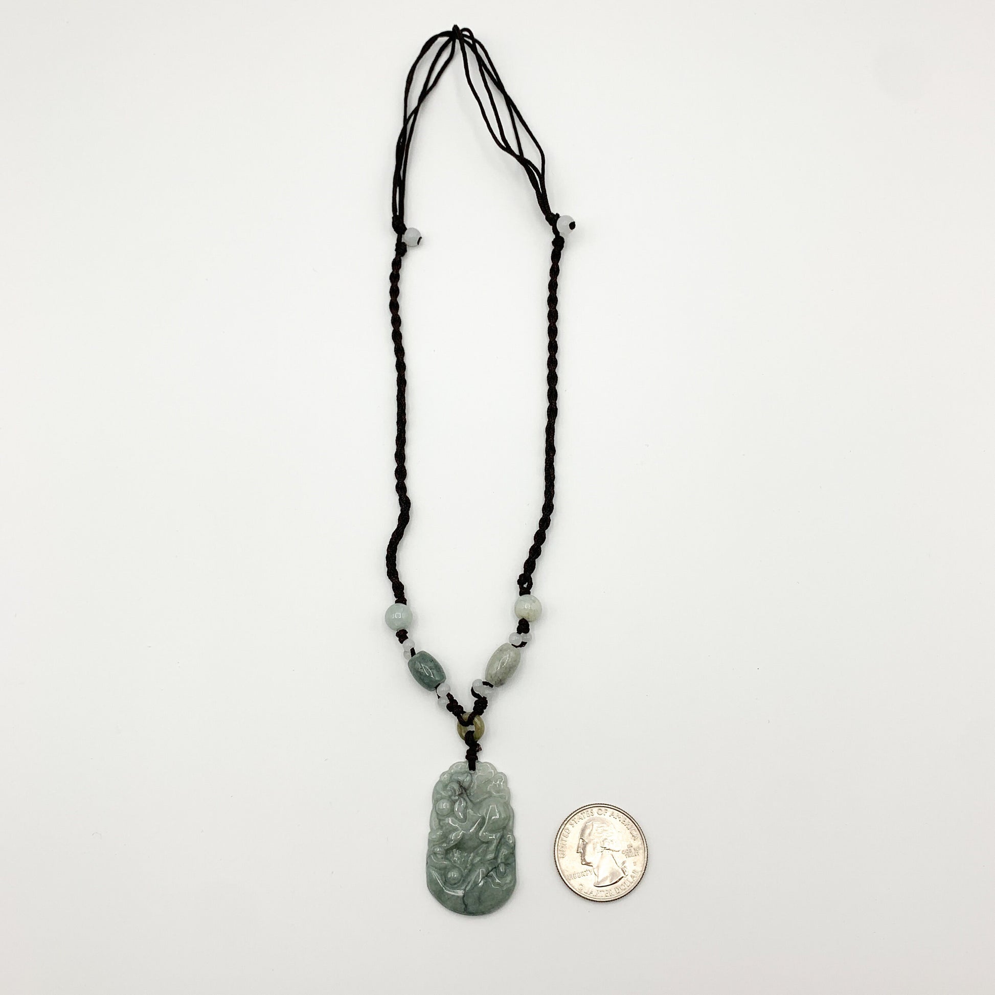 Jadeite Jade Pig Boar Chinese Zodiac Carved Rustic Pendant Necklace, YW-0110-1647059891 - AriaDesignCollection
