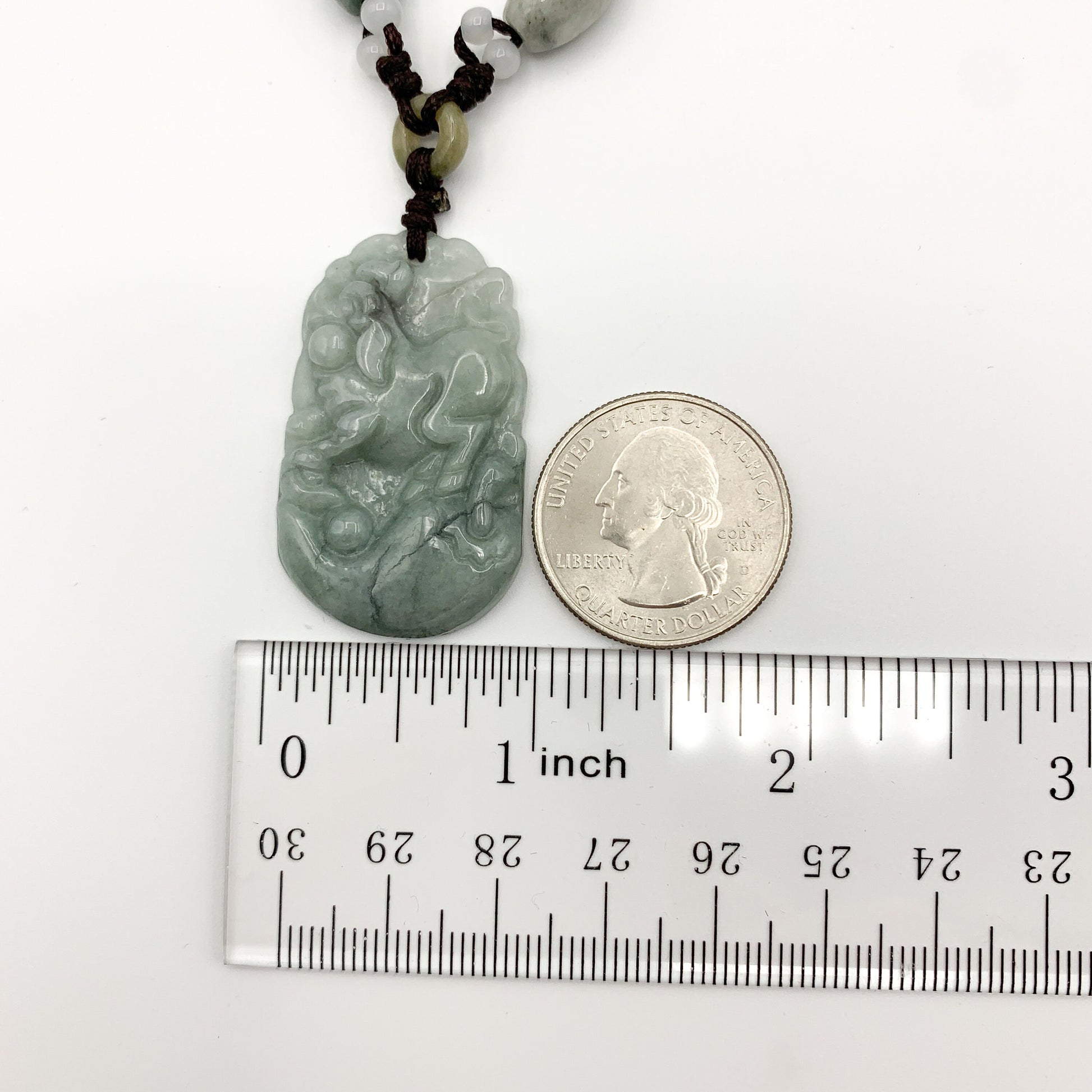 Jadeite Jade Pig Boar Chinese Zodiac Carved Rustic Pendant Necklace, YW-0110-1647059891 - AriaDesignCollection