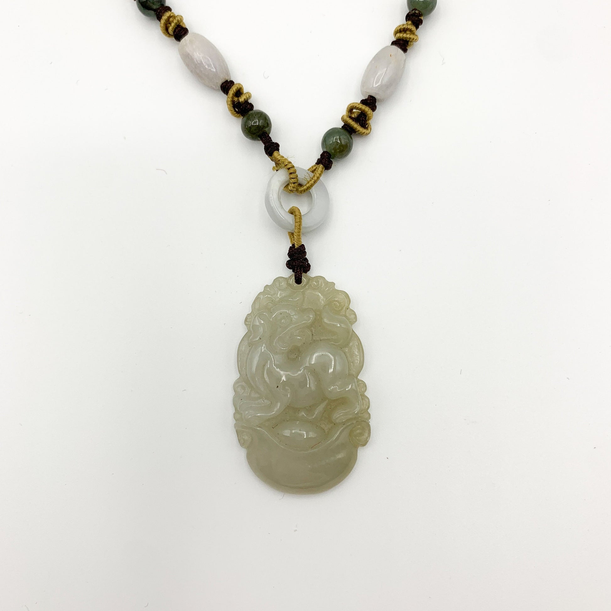 Jadeite Jade Dog Chinese Zodiac Hand Carved Red Pendant Necklace, YW-0110-1647059503 - AriaDesignCollection