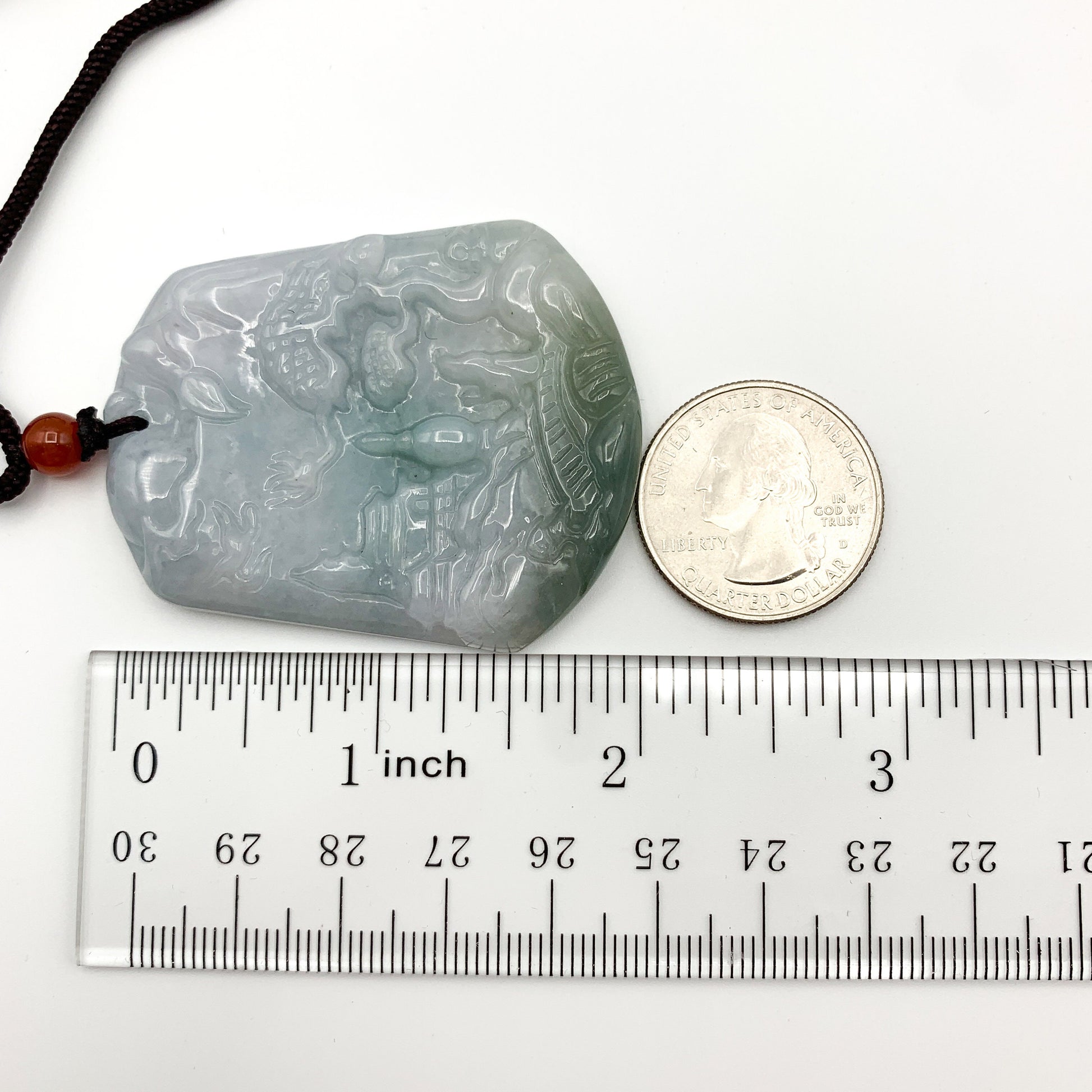 Jadeite Jade Landscape Mountain Forest River Scenery Hand Carved Pendant Necklace, YJ-0321-0468572 - AriaDesignCollection