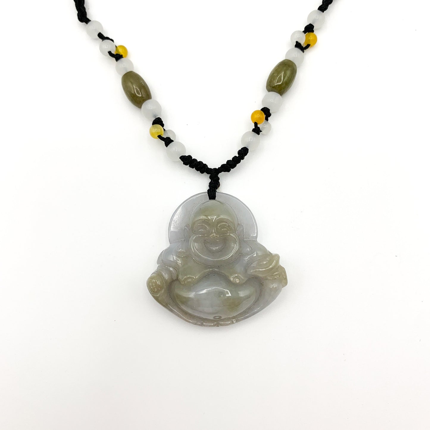 Jadeite Jade Happy Laughing Buddha Carved Pendant, YW-0110-1647012599 - AriaDesignCollection