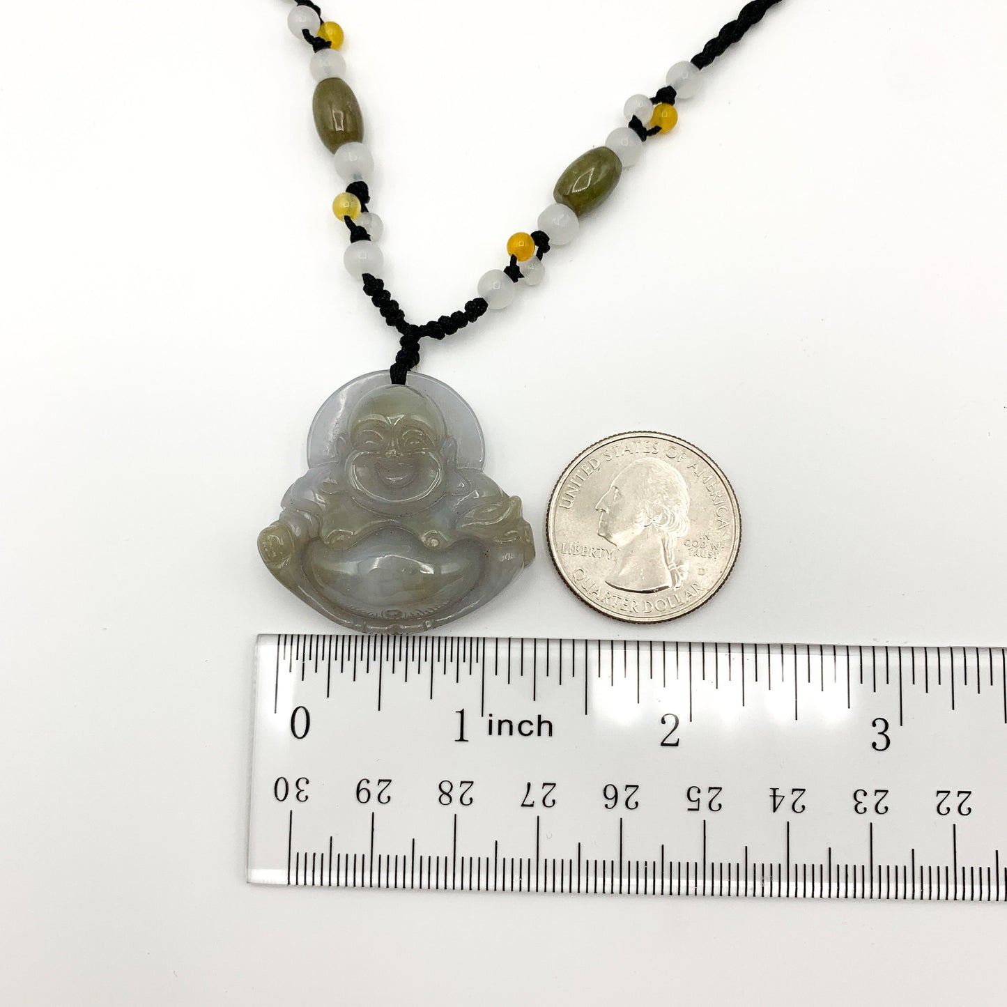 Jadeite Jade Happy Laughing Buddha Carved Pendant, YW-0110-1647012599 - AriaDesignCollection