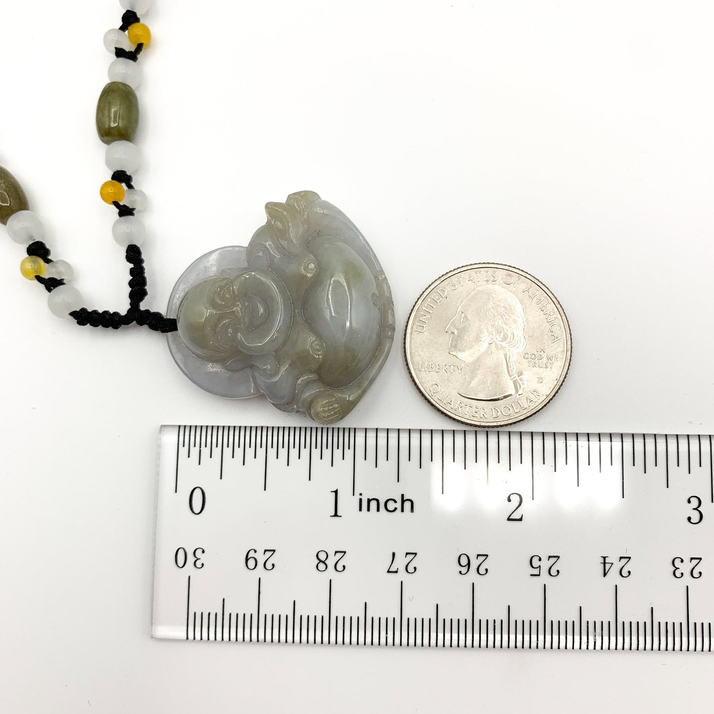 Jadeite Jade Happy Laughing Buddha Carved Pendant, YW-0110-1647012599 - AriaDesignCollection