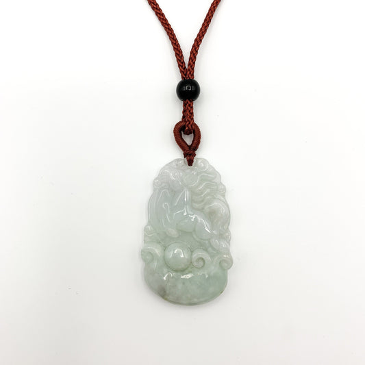 Jadeite Jade Horse Chinese Zodiac Carved Pendant Necklace, YJ-0321-0328270-10 - AriaDesignCollection