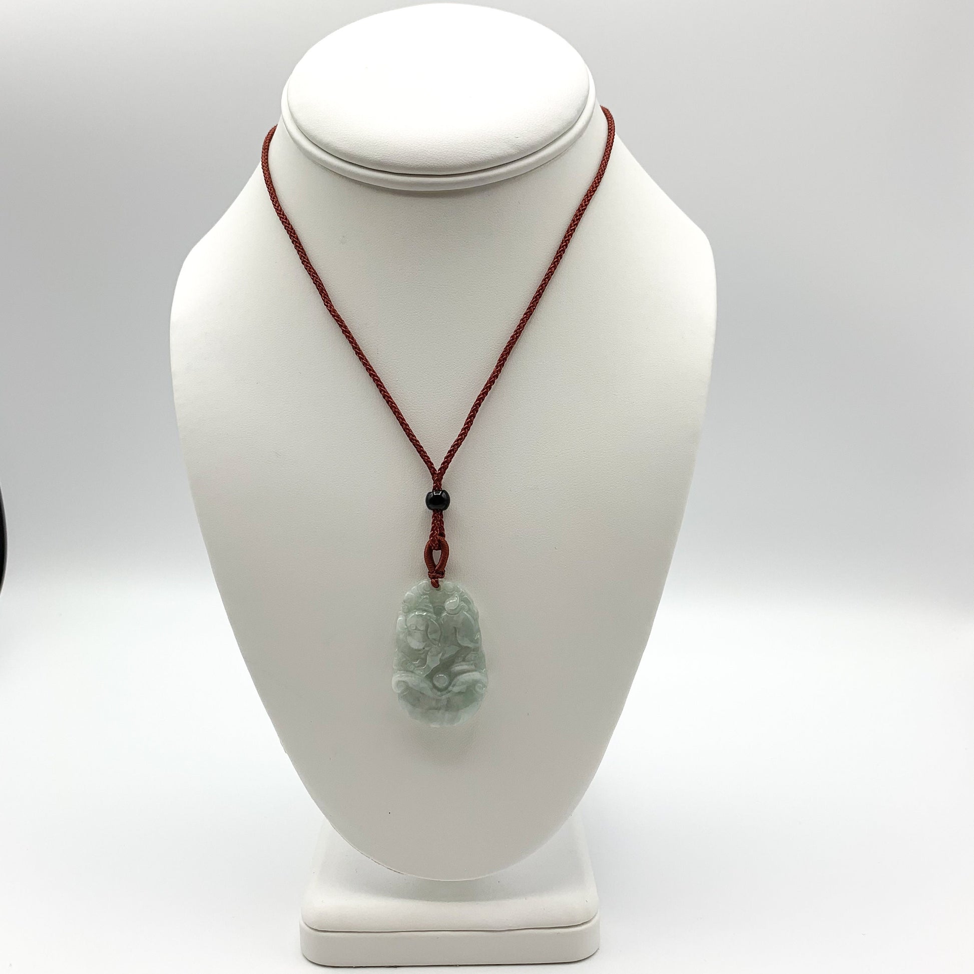 Jadeite Jade Pig Boar Chinese Zodiac Carved Pendant Necklace, YJ-0321-0328270-3 - AriaDesignCollection