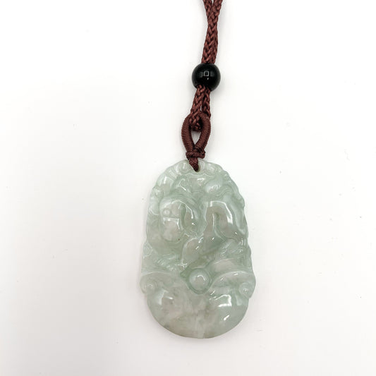Jadeite Jade Pig Boar Chinese Zodiac Carved Pendant Necklace, YJ-0321-0328270-3 - AriaDesignCollection