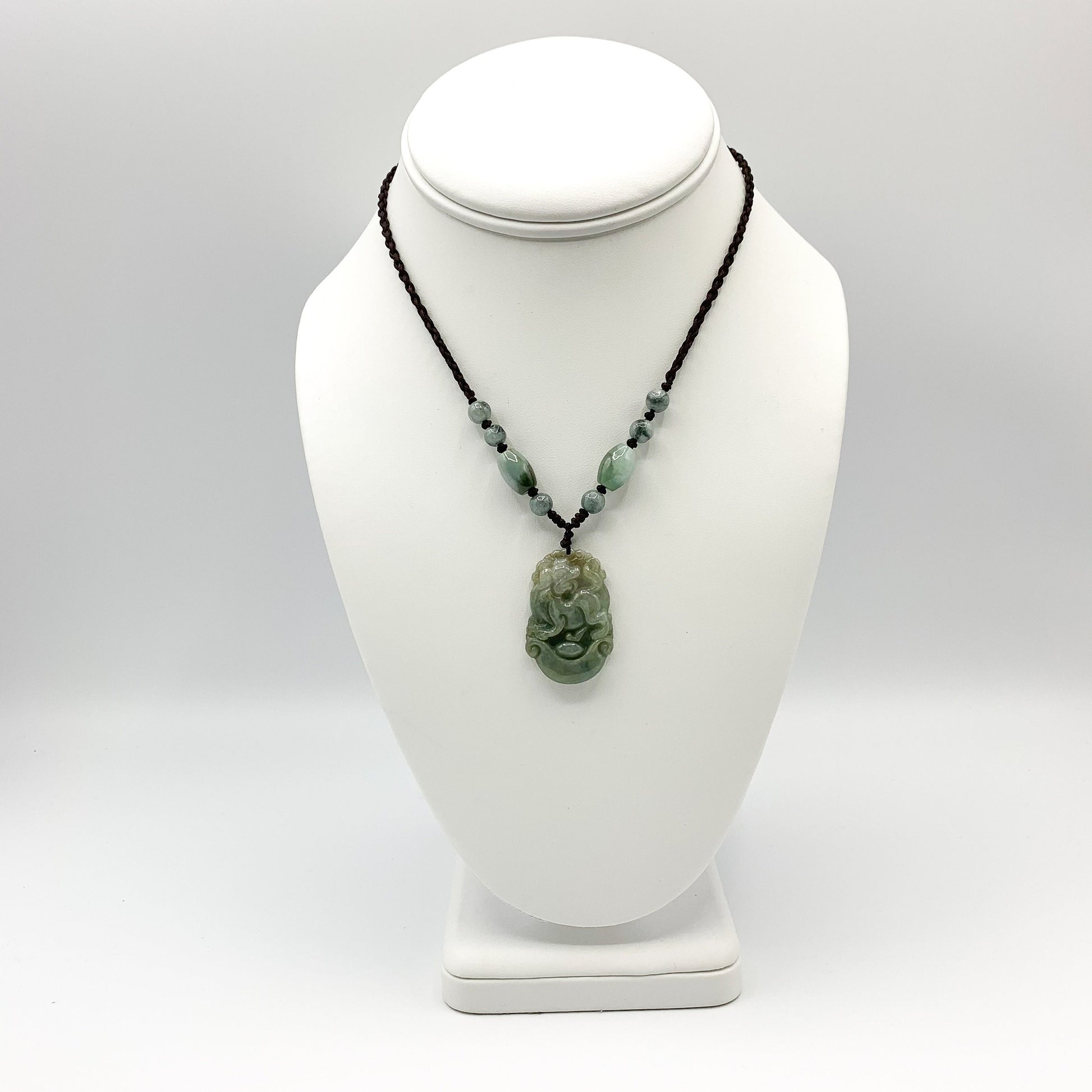 Jadeite Jade Dog Chinese Zodiac Carved Pendant Necklace, YW-0110-1646545270 - AriaDesignCollection
