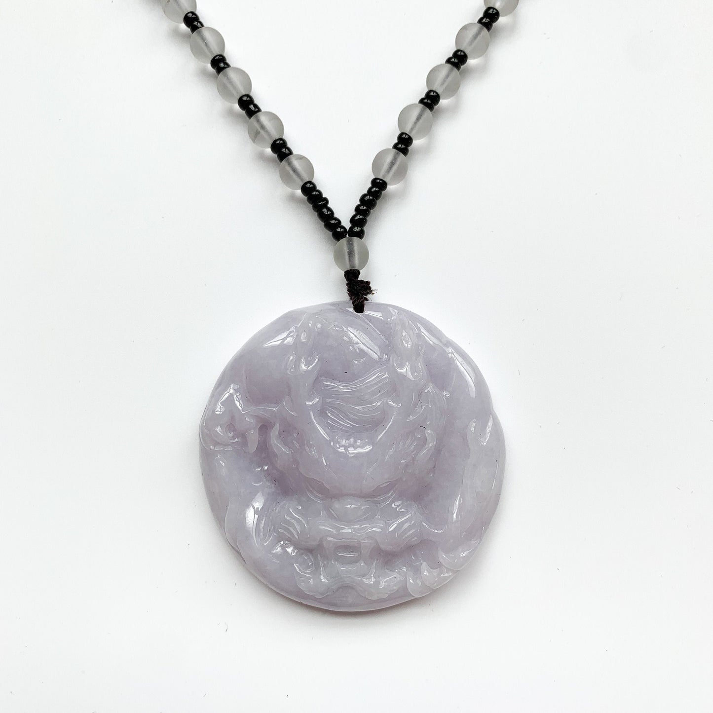 Purple Jadeite Jade Dragon Chinese Zodiac Hand Carved Pendant Necklace, YJ-0321-0345832 - AriaDesignCollection