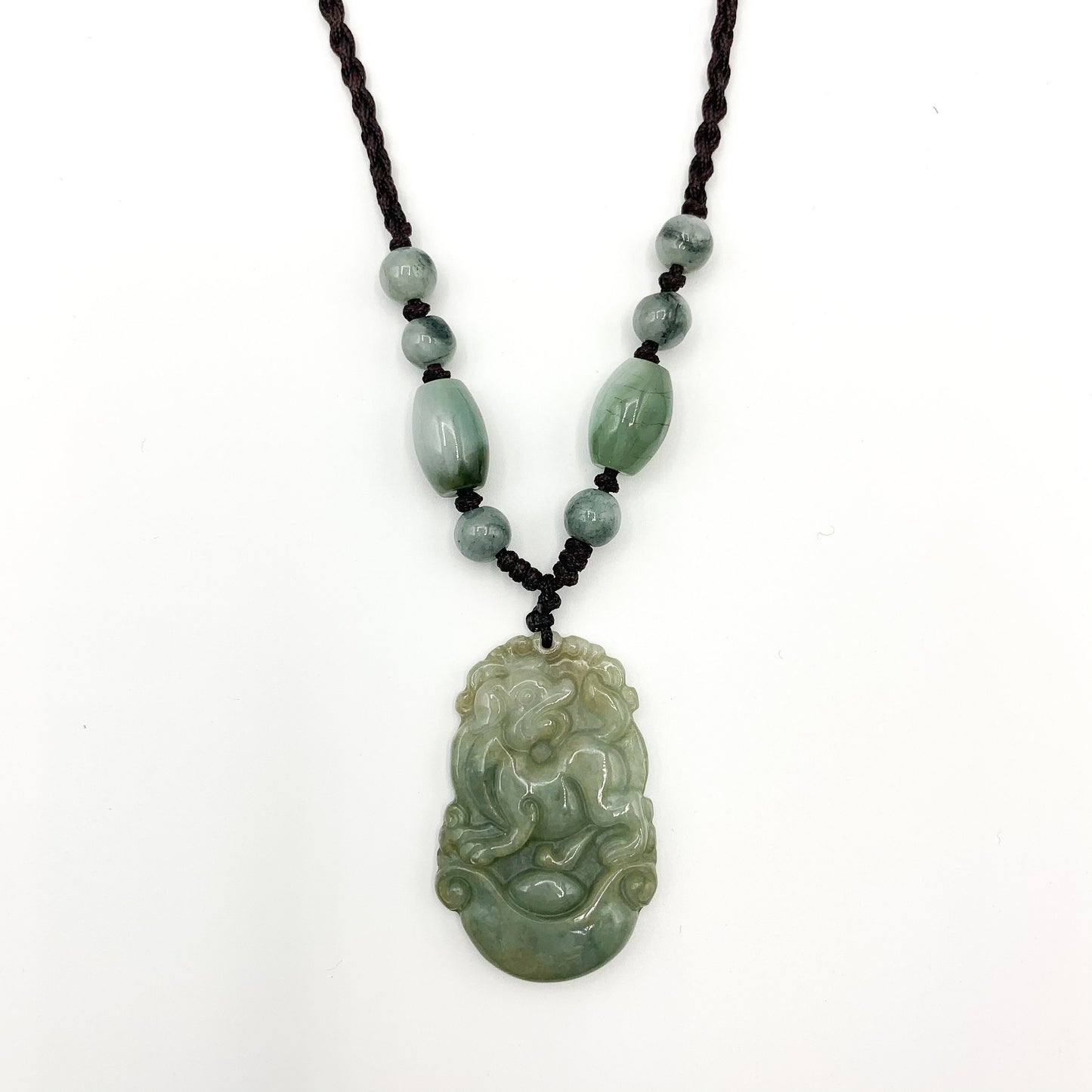 Jadeite Jade Dog Chinese Zodiac Carved Pendant Necklace, YW-0110-1646545270 - AriaDesignCollection