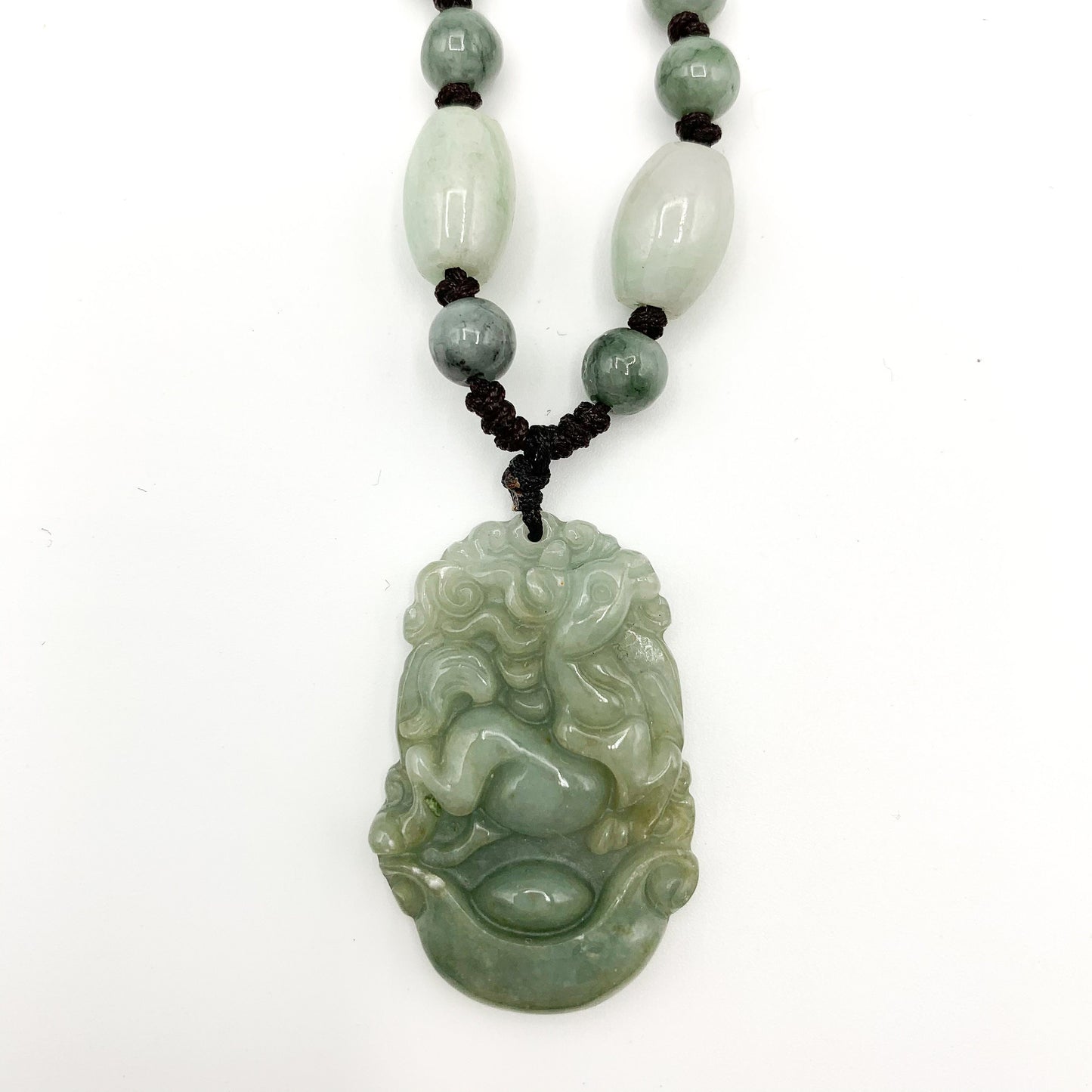 Horse Jadeite Chinese Zodiac Rustic Carved Pendant Necklace, YW-0110-1646545148 - AriaDesignCollection