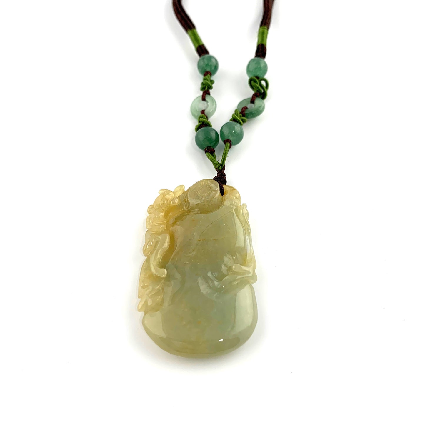 Yellow Jadeite Jade Peach Carved Necklace, YW-0110-1647022365 - AriaDesignCollection