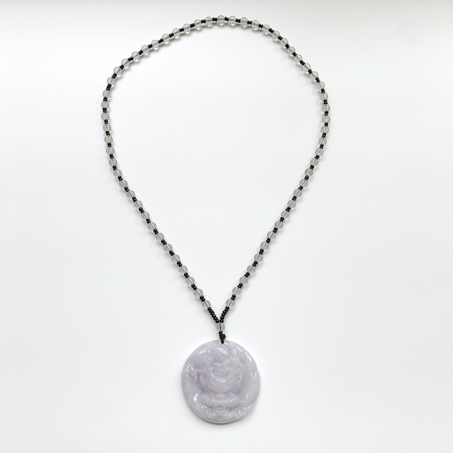 Purple Jadeite Jade Dragon Chinese Zodiac Hand Carved Pendant Necklace, YJ-0321-0345832 - AriaDesignCollection