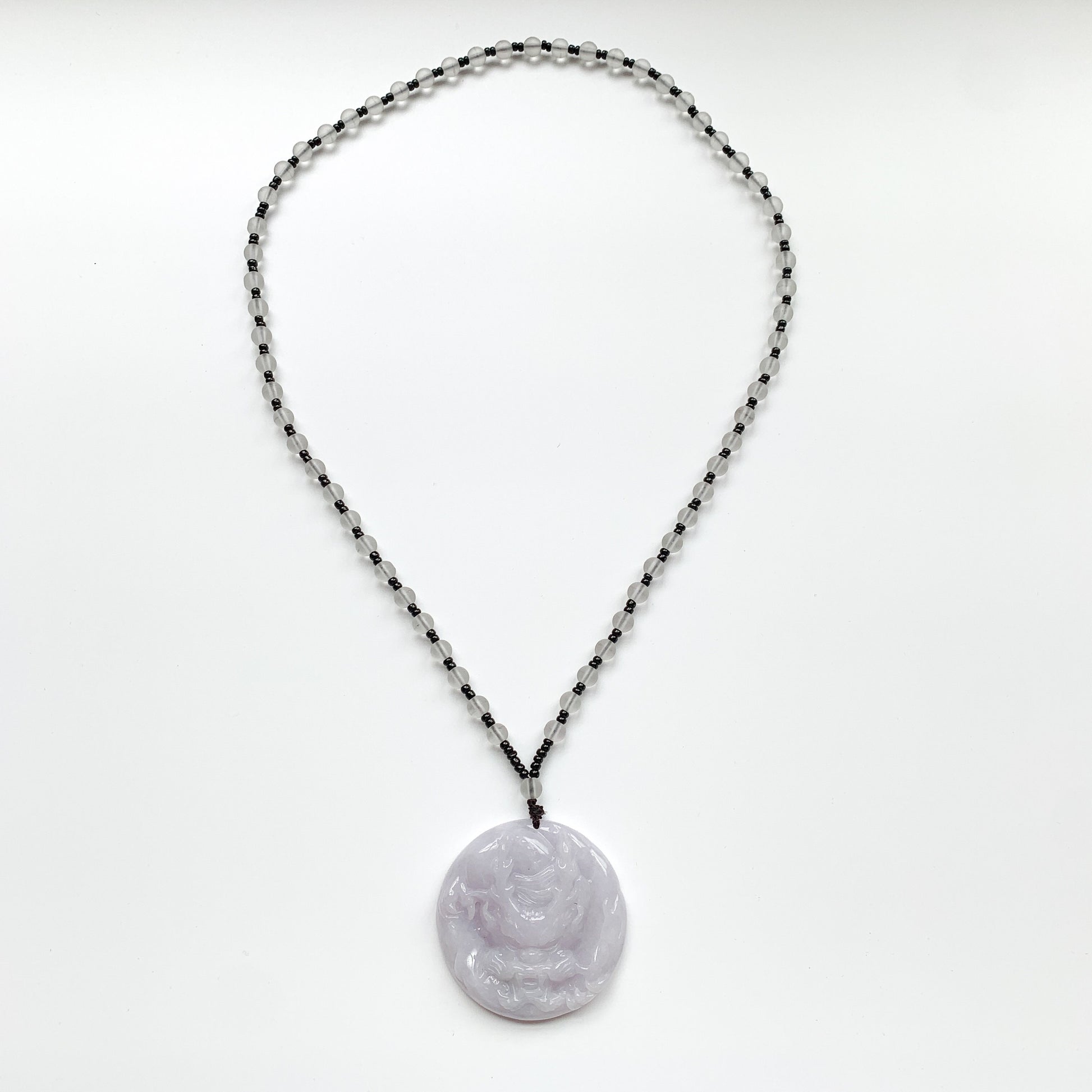 Purple Jadeite Jade Dragon Chinese Zodiac Hand Carved Pendant Necklace, YJ-0321-0345832 - AriaDesignCollection
