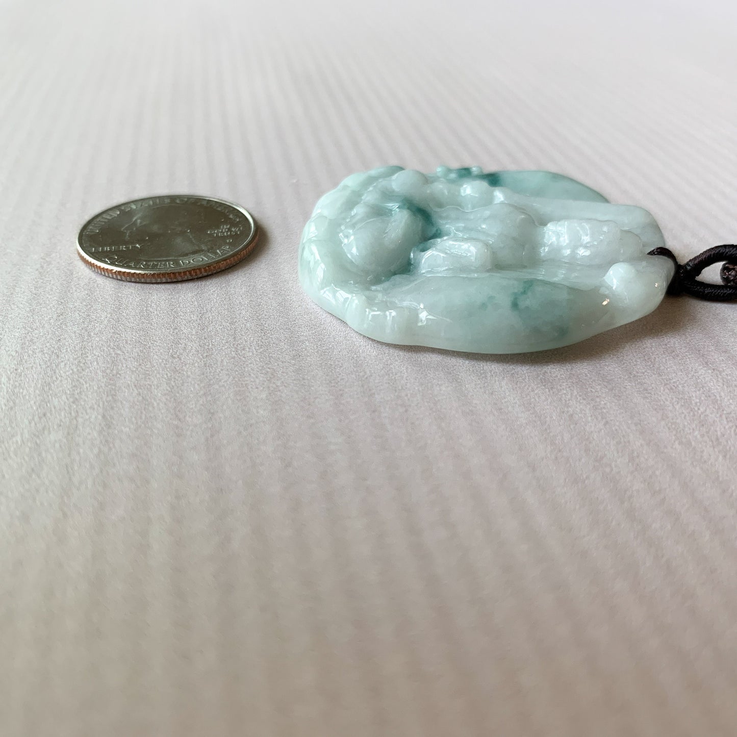 Jadeite Jade Acala Acalanātha Buddha Bu Dong Ming Wang, Bất Động Minh Vương, Carved Pendant Necklace, YJ-0321-0425614 - AriaDesignCollection