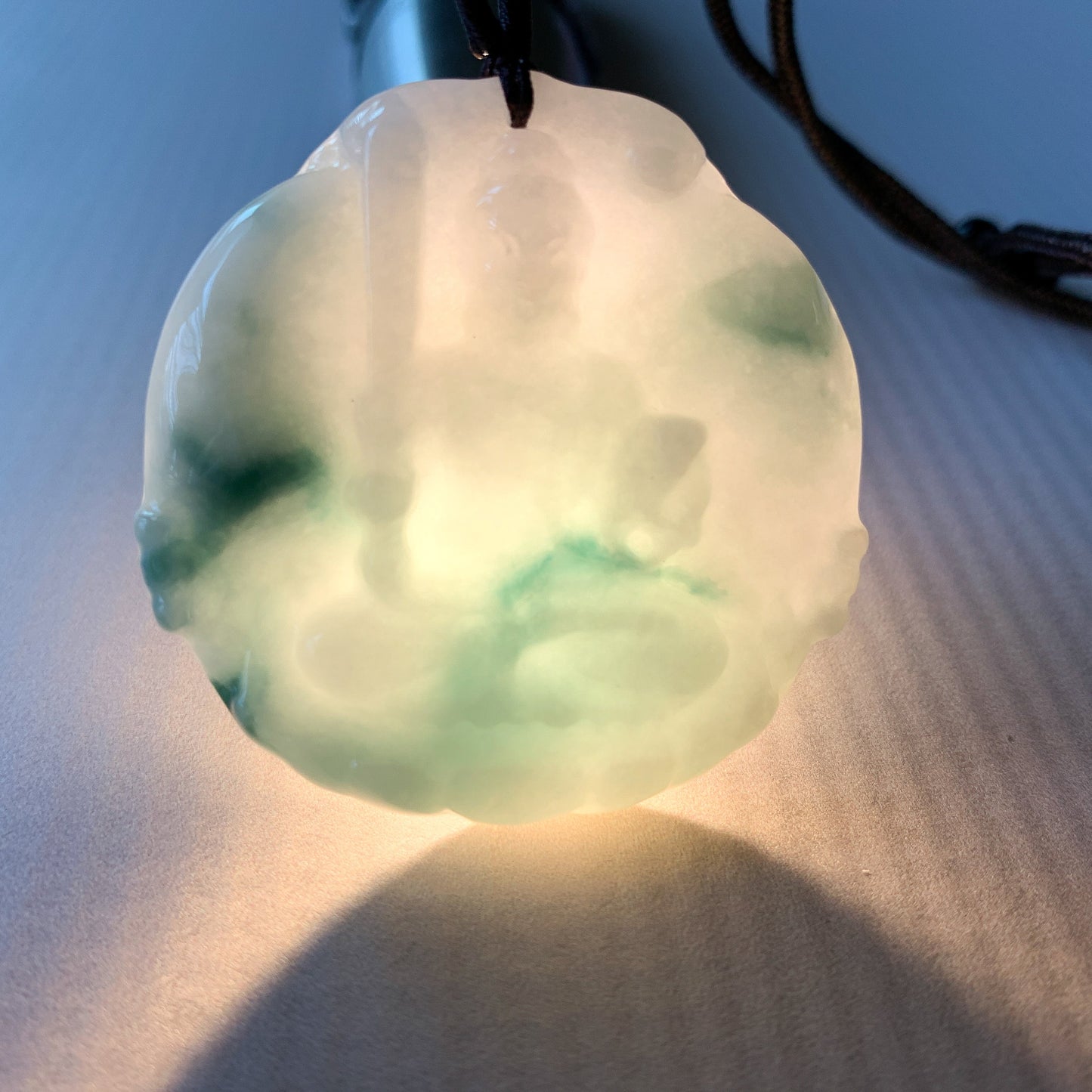 Jadeite Jade Acala Acalanātha Buddha Bu Dong Ming Wang, Bất Động Minh Vương, Carved Pendant Necklace, YJ-0321-0425614 - AriaDesignCollection