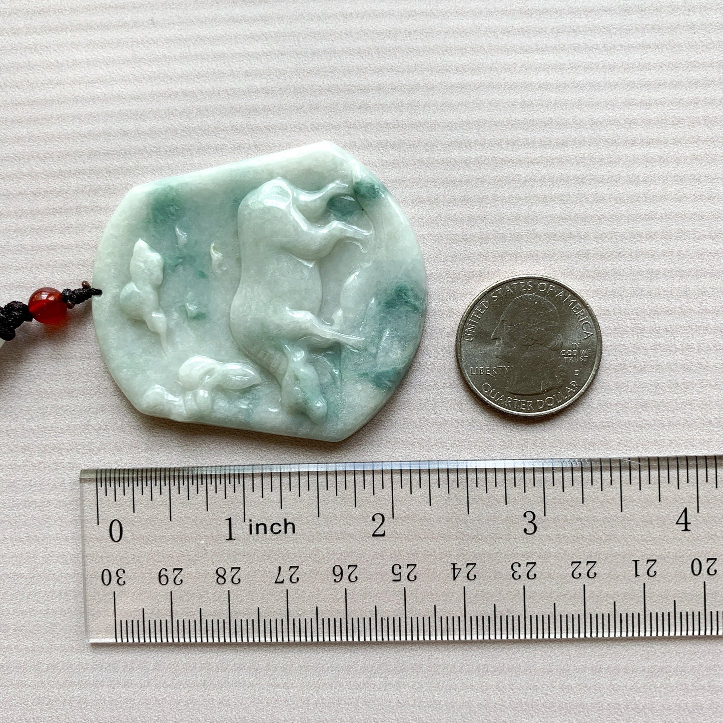Ox Jadeite Jade Bull Cow Chinese Zodiac Carved Rustic Pendant Necklace, YJ-0321-0449619 - AriaDesignCollection