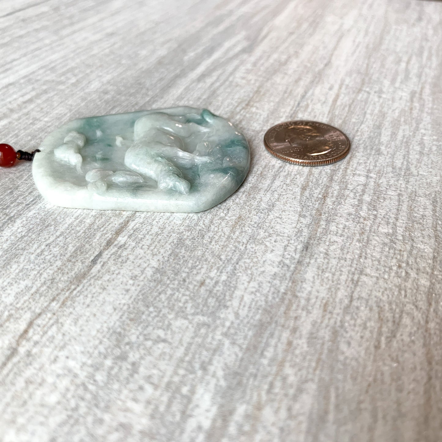 Ox Jadeite Jade Bull Cow Chinese Zodiac Carved Rustic Pendant Necklace, YJ-0321-0449619 - AriaDesignCollection