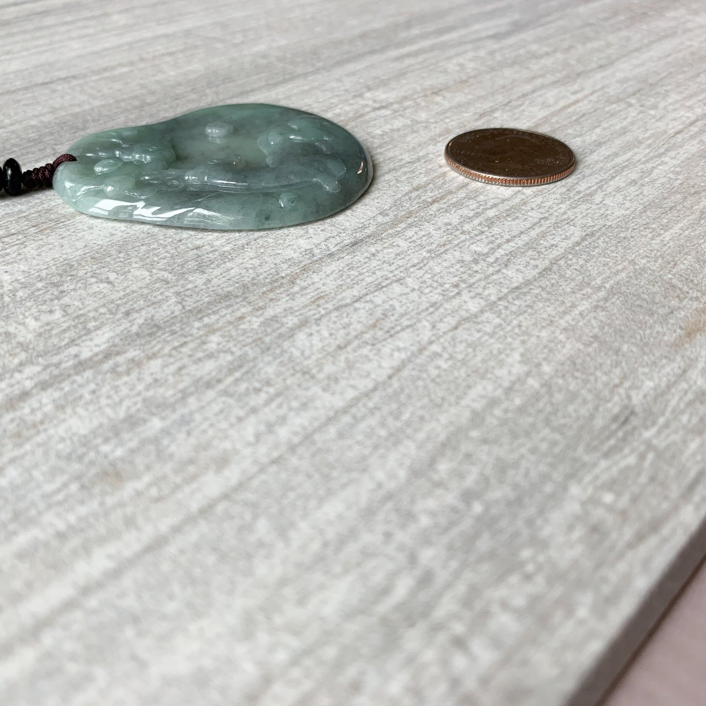 Jadeite Jade Deer in Forest Hand Carved Pendant Necklace, YJ-0321-0420193 - AriaDesignCollection