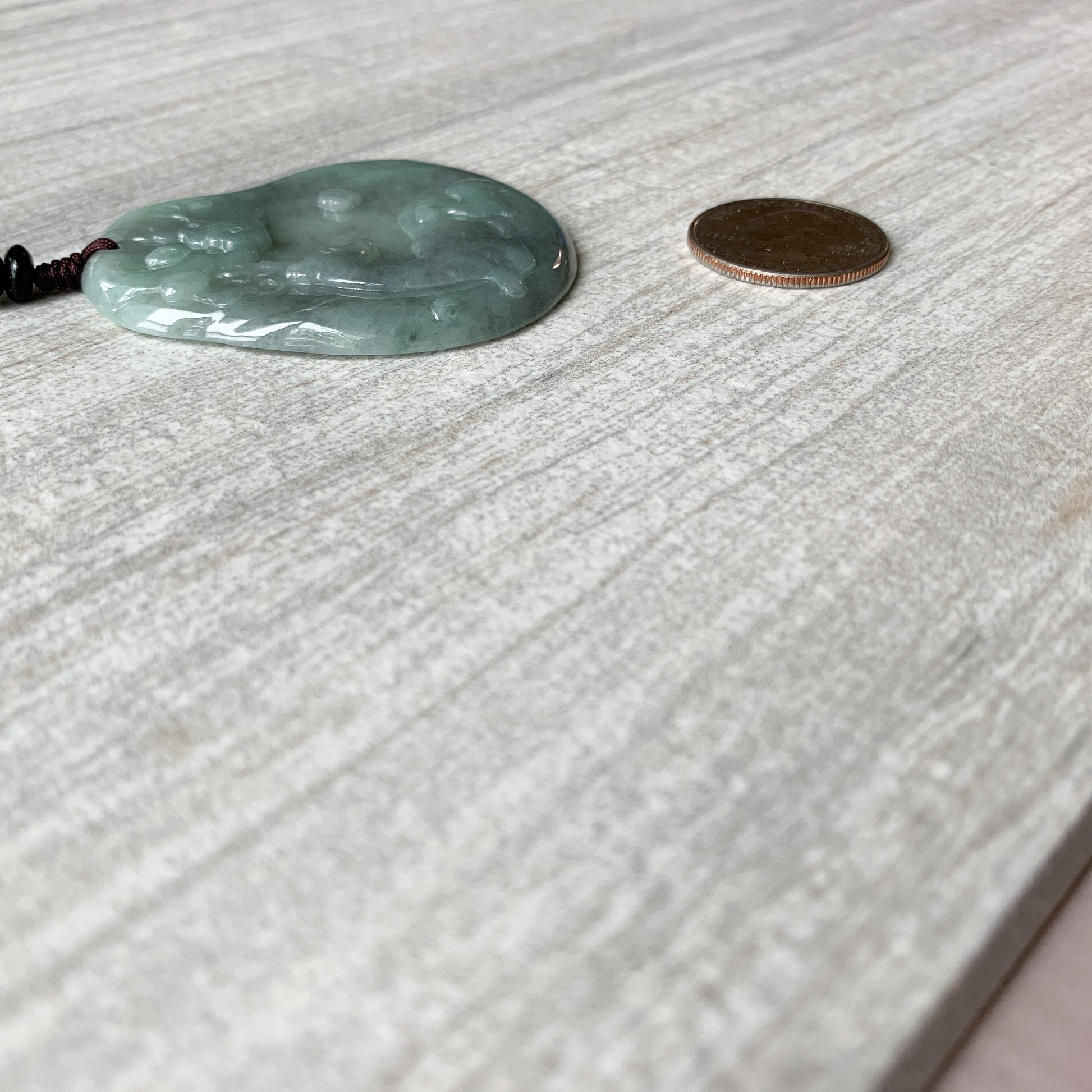 Jadeite Jade Deer in Forest Hand Carved Pendant Necklace, YJ-0321-0420193 - AriaDesignCollection