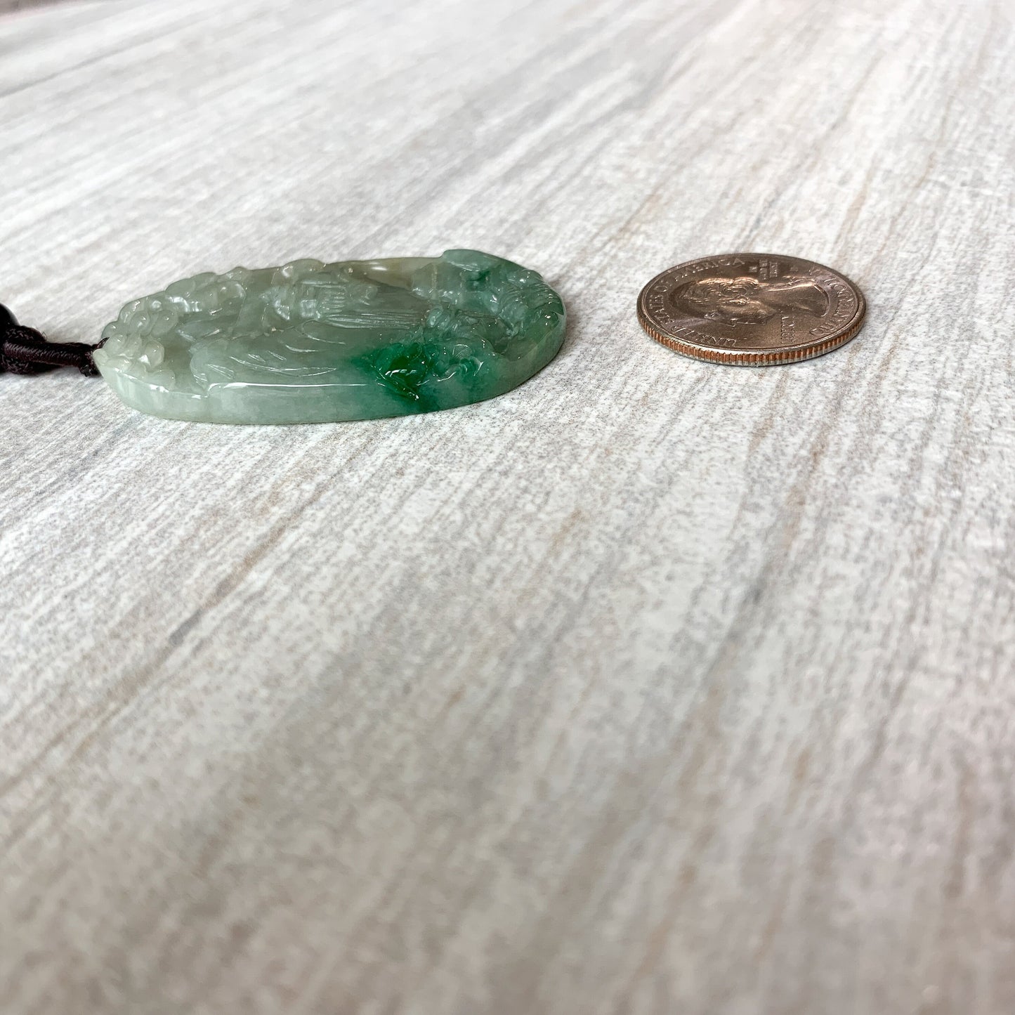 Jadeite Jade Landscape Mountain Forest River Scenery Hand Carved Pendant Necklace, YJ-0321-0387980 - AriaDesignCollection