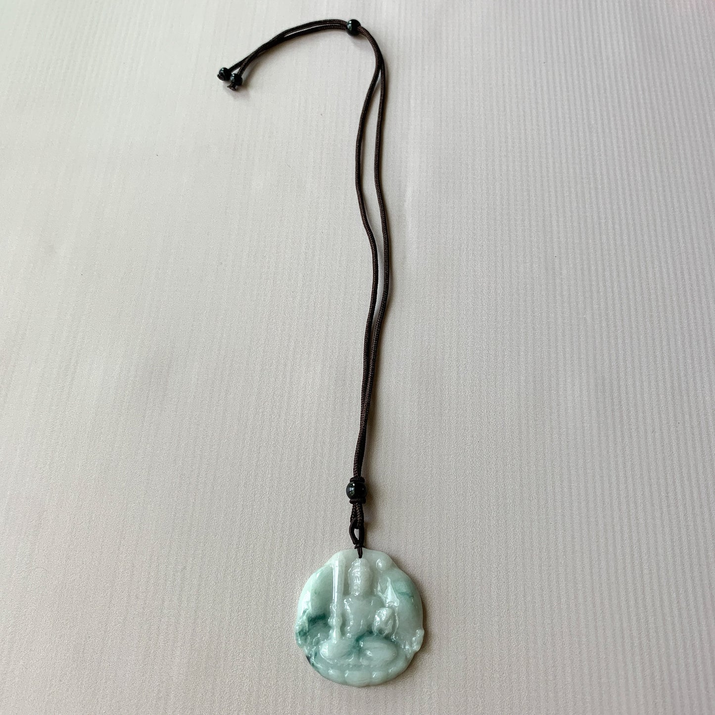 Jadeite Jade Acala Acalanātha Buddha Bu Dong Ming Wang, Bất Động Minh Vương, Carved Pendant Necklace, YJ-0321-0425614 - AriaDesignCollection