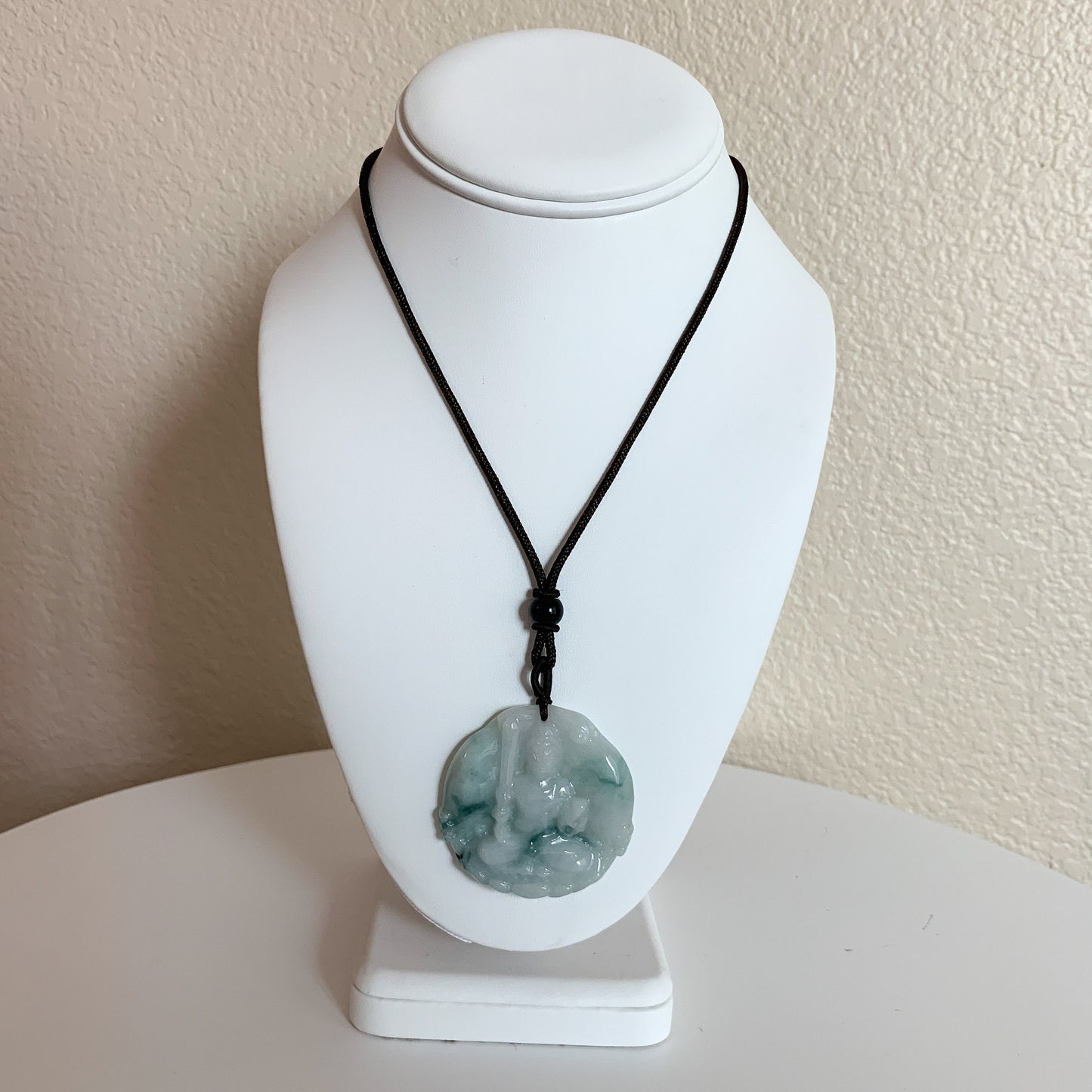 Jadeite Jade Acala Acalanātha Buddha Bu Dong Ming Wang, Bất Động Minh Vương, Carved Pendant Necklace, YJ-0321-0425614 - AriaDesignCollection