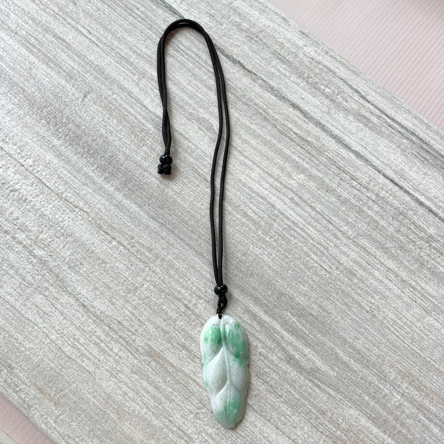 Jadeite Jade Leaf Minimalist Pendant Hand Carved Necklace, YJ-0321-0383849-2 - AriaDesignCollection