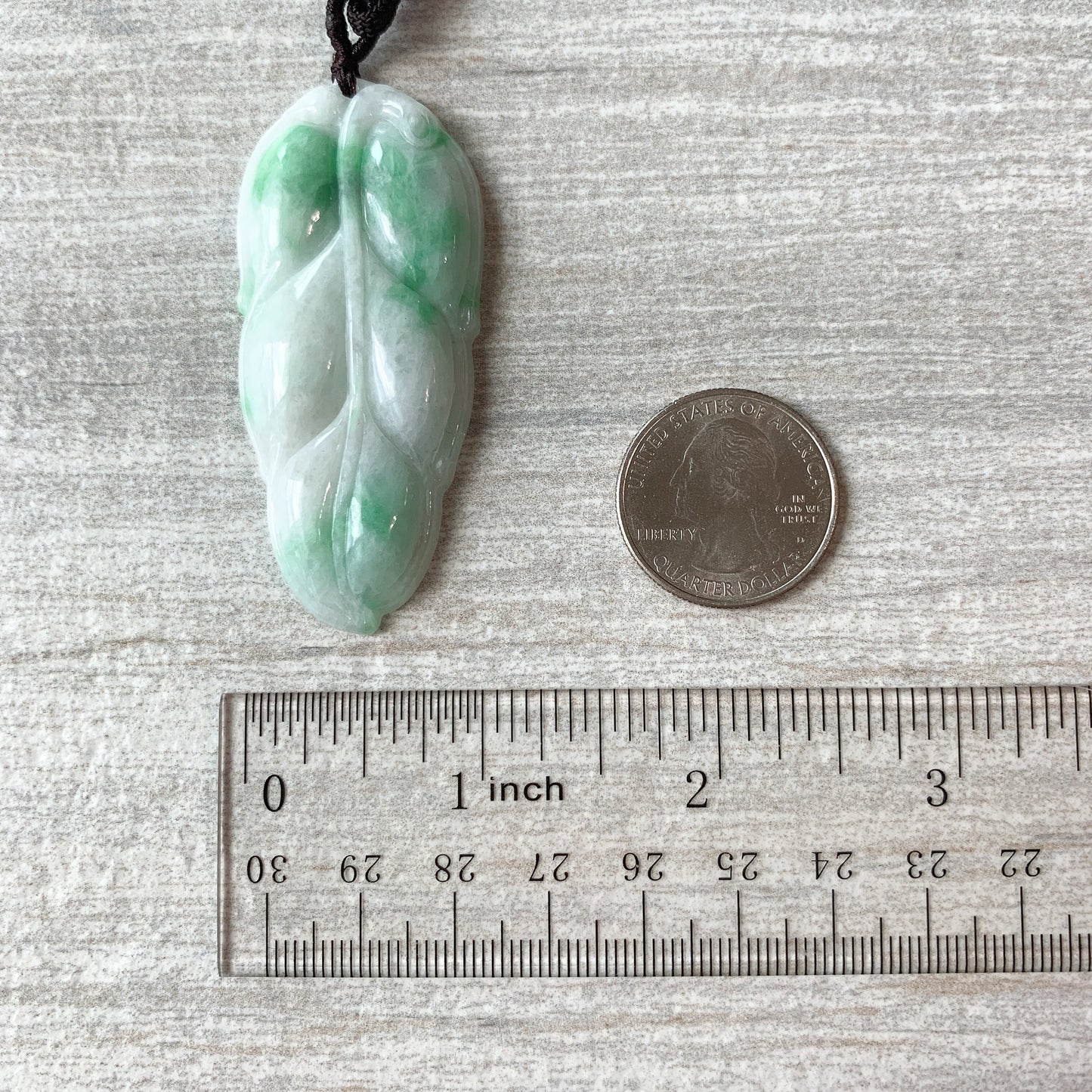 Jadeite Jade Leaf Minimalist Pendant Hand Carved Necklace, YJ-0321-0383849-2 - AriaDesignCollection