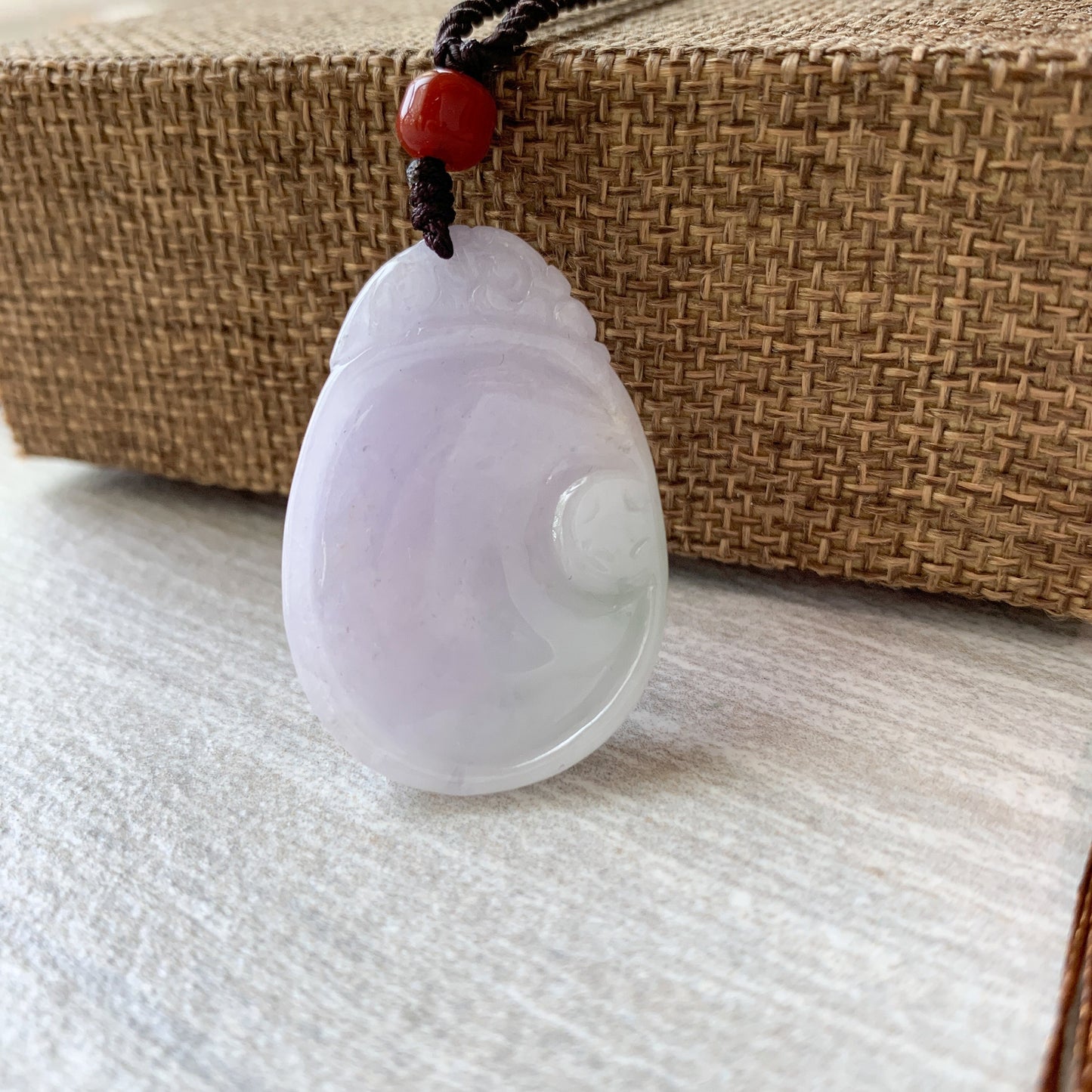 Purple Jadeite Jade Lucky Shell Pendant Hand Carved Necklace, YJ-0321-0384511 - AriaDesignCollection