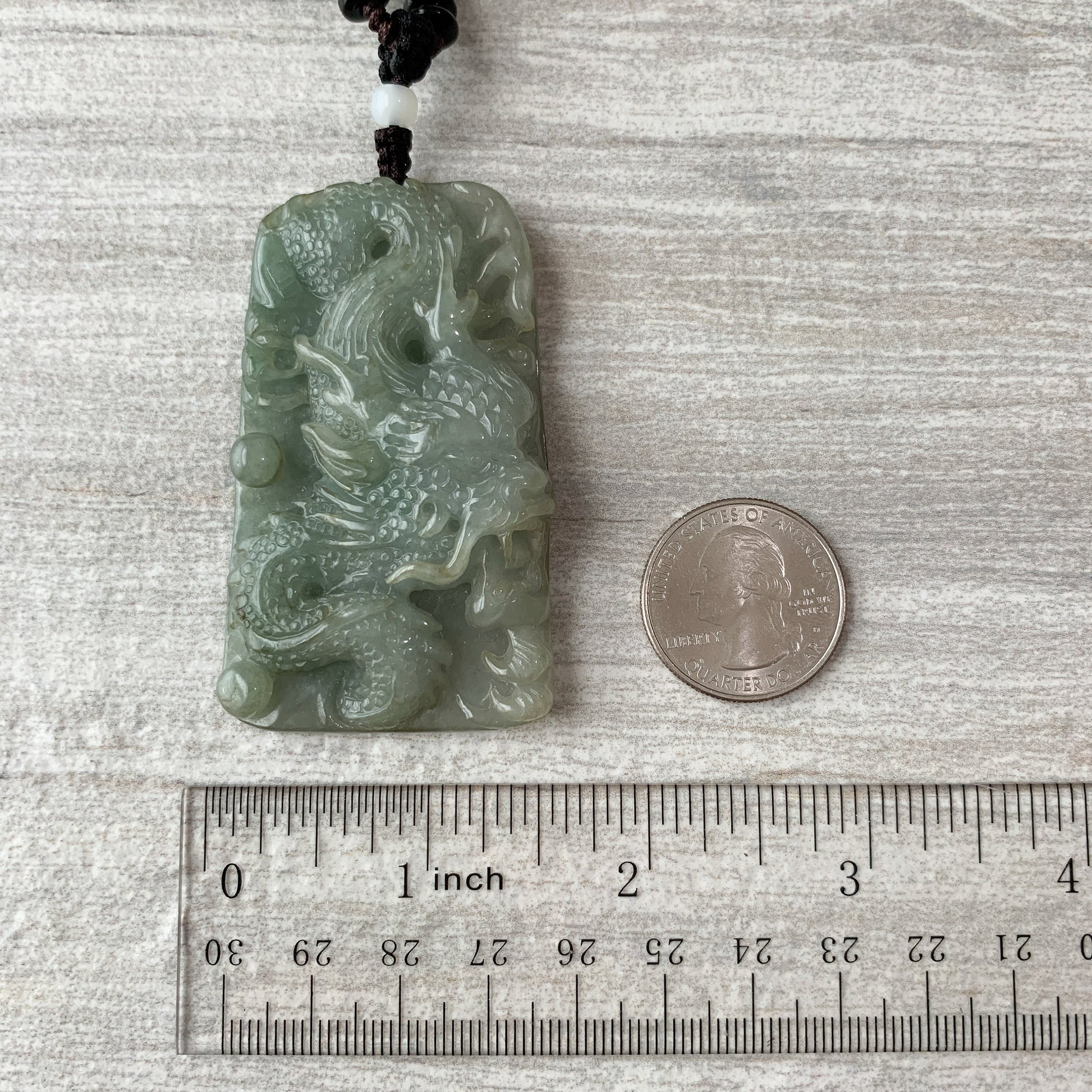 Jadeite Jade Dragon Chinese Zodiac Hand Carved Pendant Necklace, YJ-0321-0466112 - AriaDesignCollection