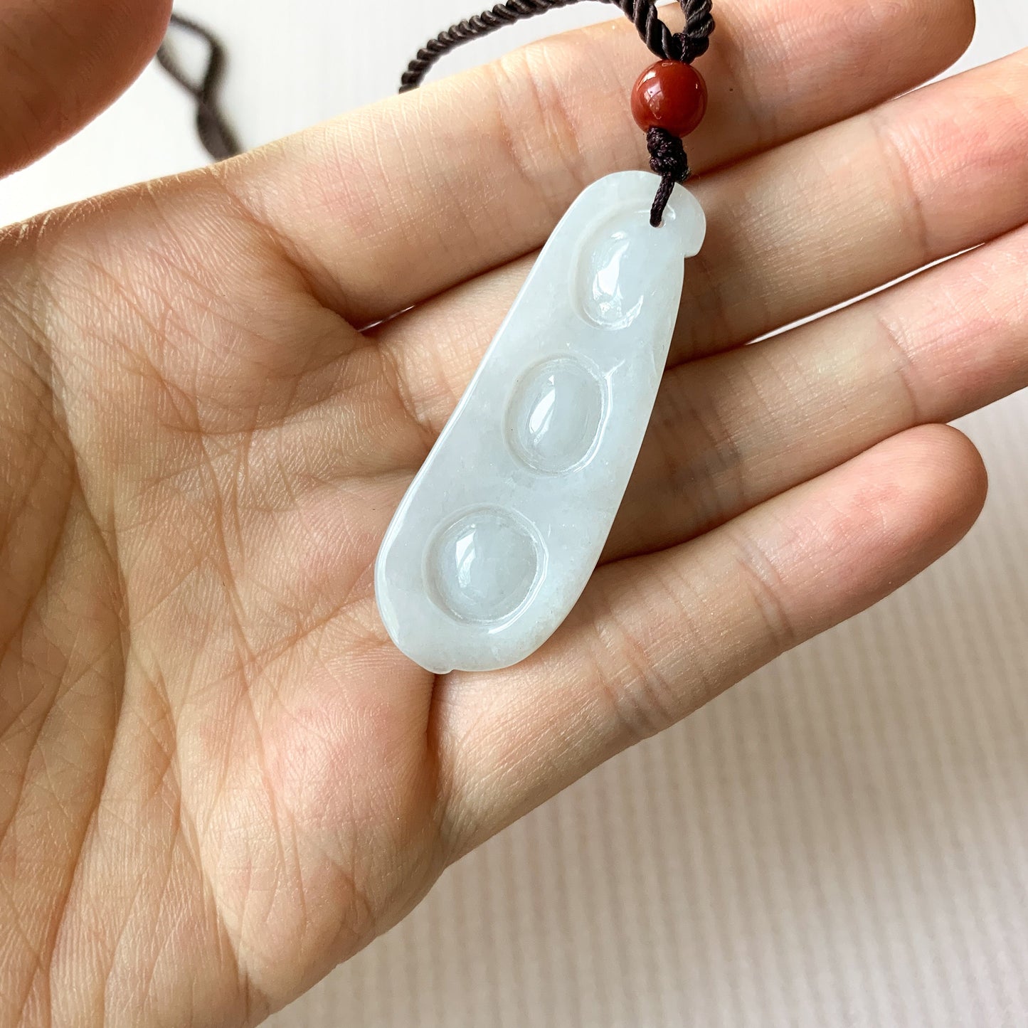 Jadeite Jade Lucky Pea Carved Necklace, Jade Necklace, BJ-0621-0082 - AriaDesignCollection
