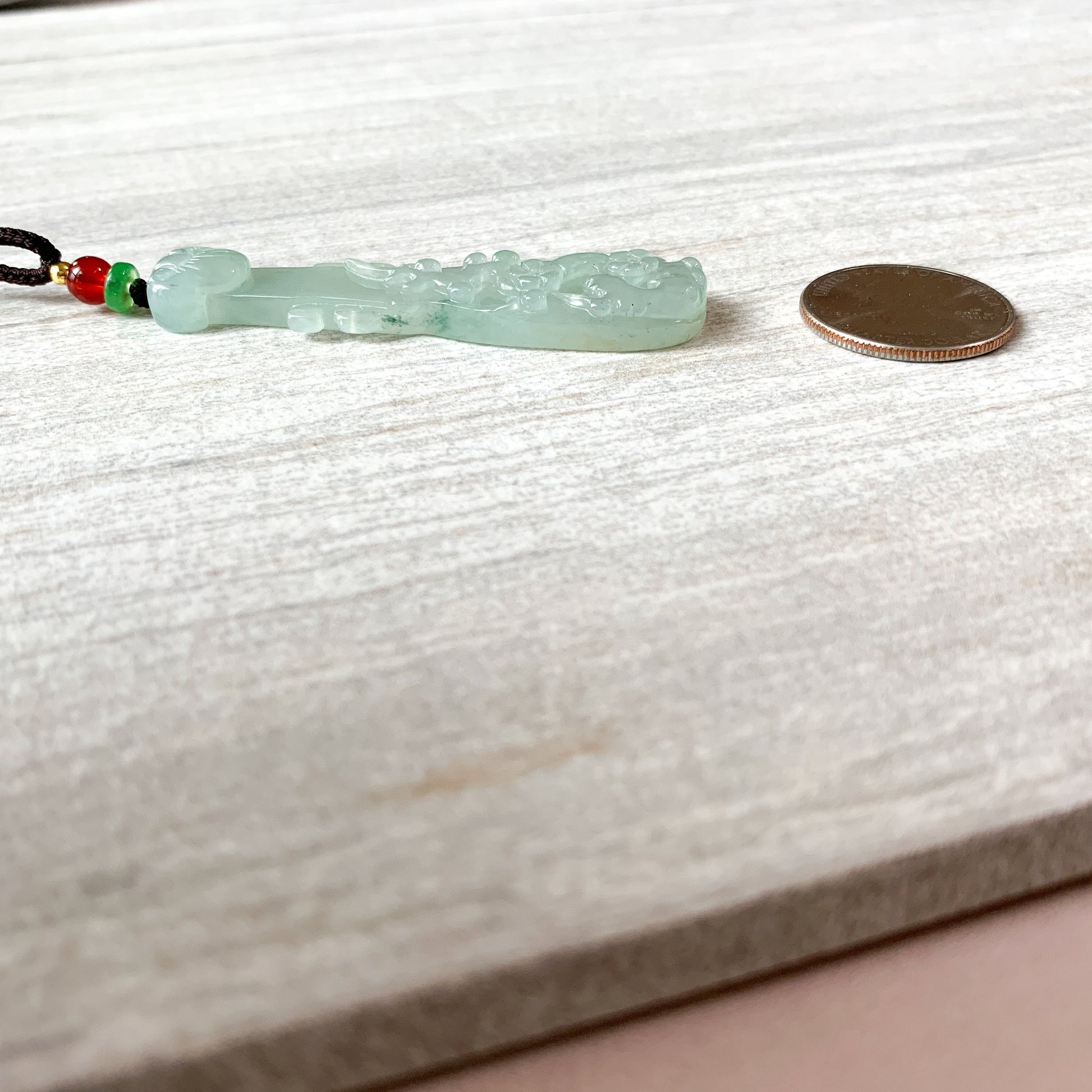 Icy Translucent Jadeite Jade Chinese Lute Pi Pa, 琵琶,Jade Necklace, HY-0621-0093659 - AriaDesignCollection