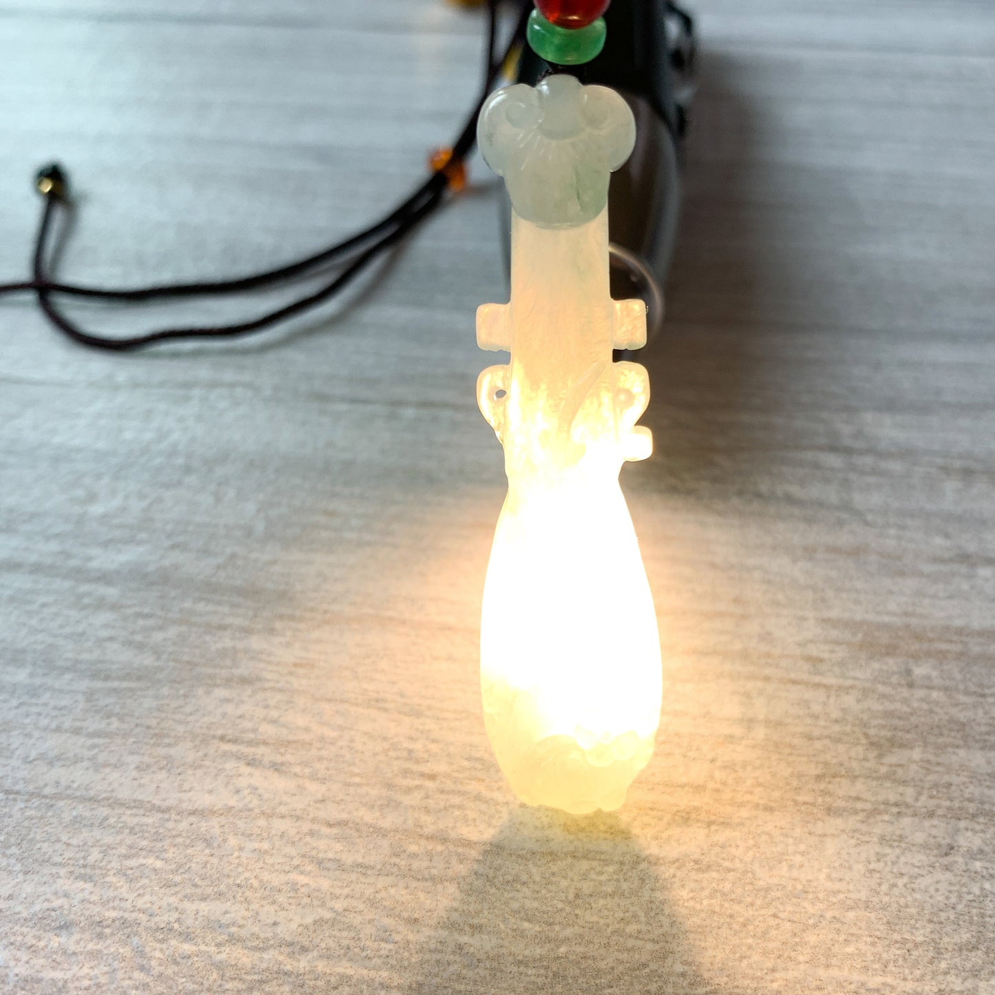 Icy Translucent Jadeite Jade Chinese Lute Pi Pa, 琵琶,Jade Necklace, HY-0621-0093659 - AriaDesignCollection