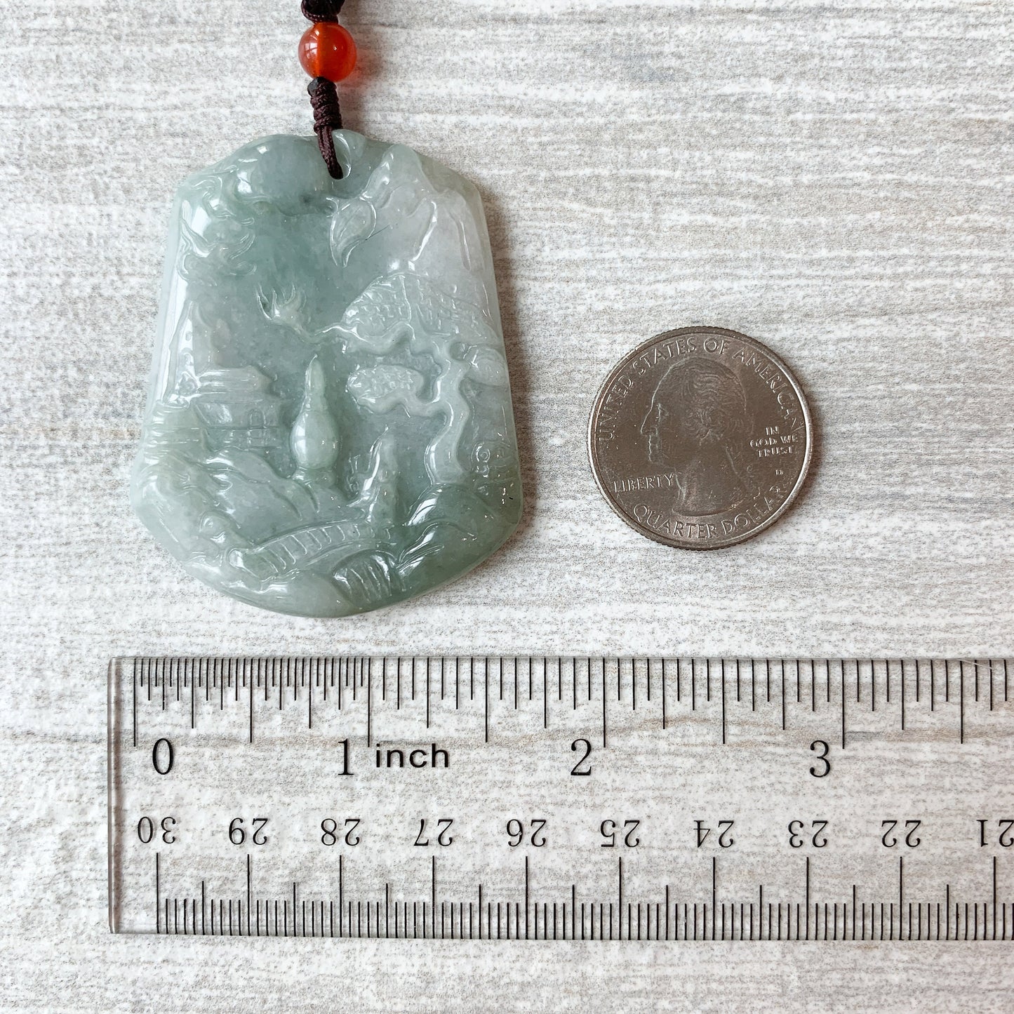 Green Tree pendant, Jadeite Jade, Mountain Forest River Scenery Hand Carved Pendant Necklace, YJ-0321-0234385-2 - AriaDesignCollection