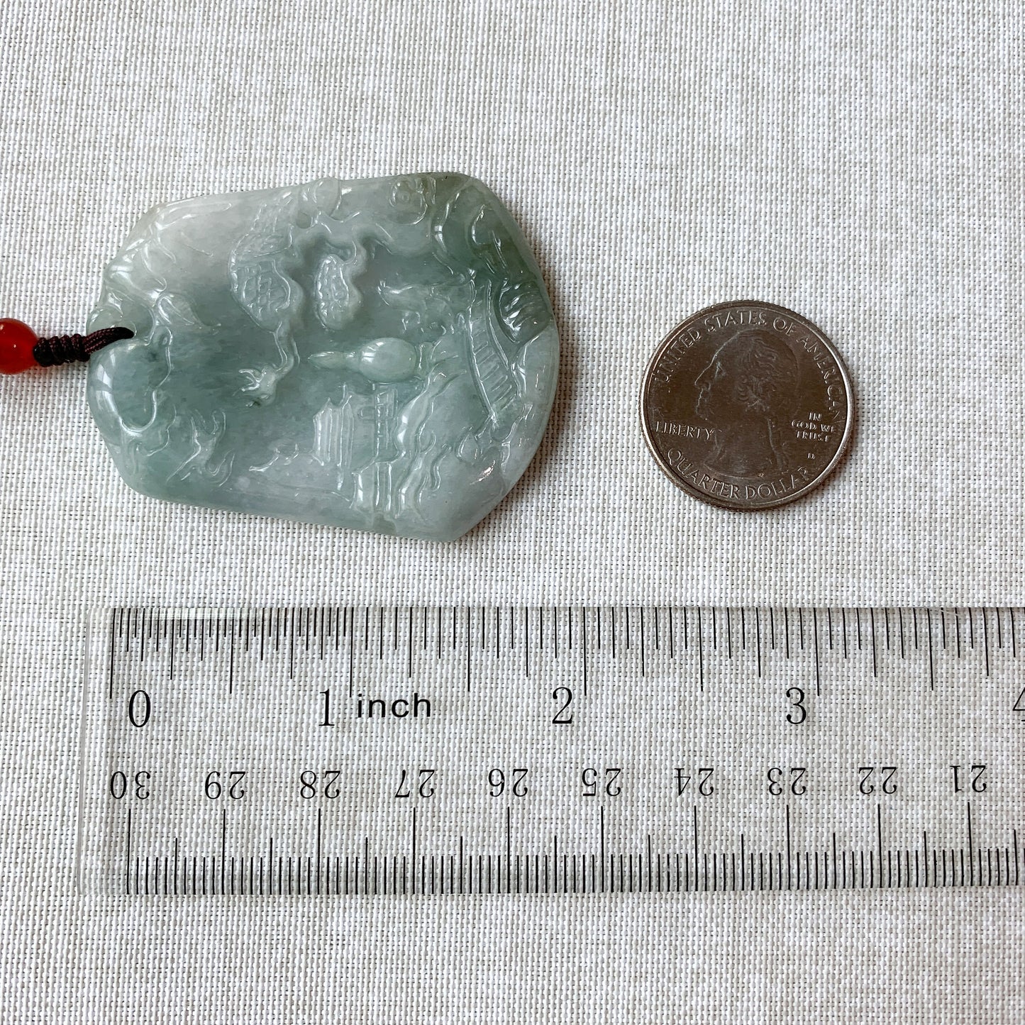 Green Tree pendant, Jadeite Jade, Mountain Forest River Scenery Hand Carved Pendant Necklace, YJ-0321-0234385-2 - AriaDesignCollection