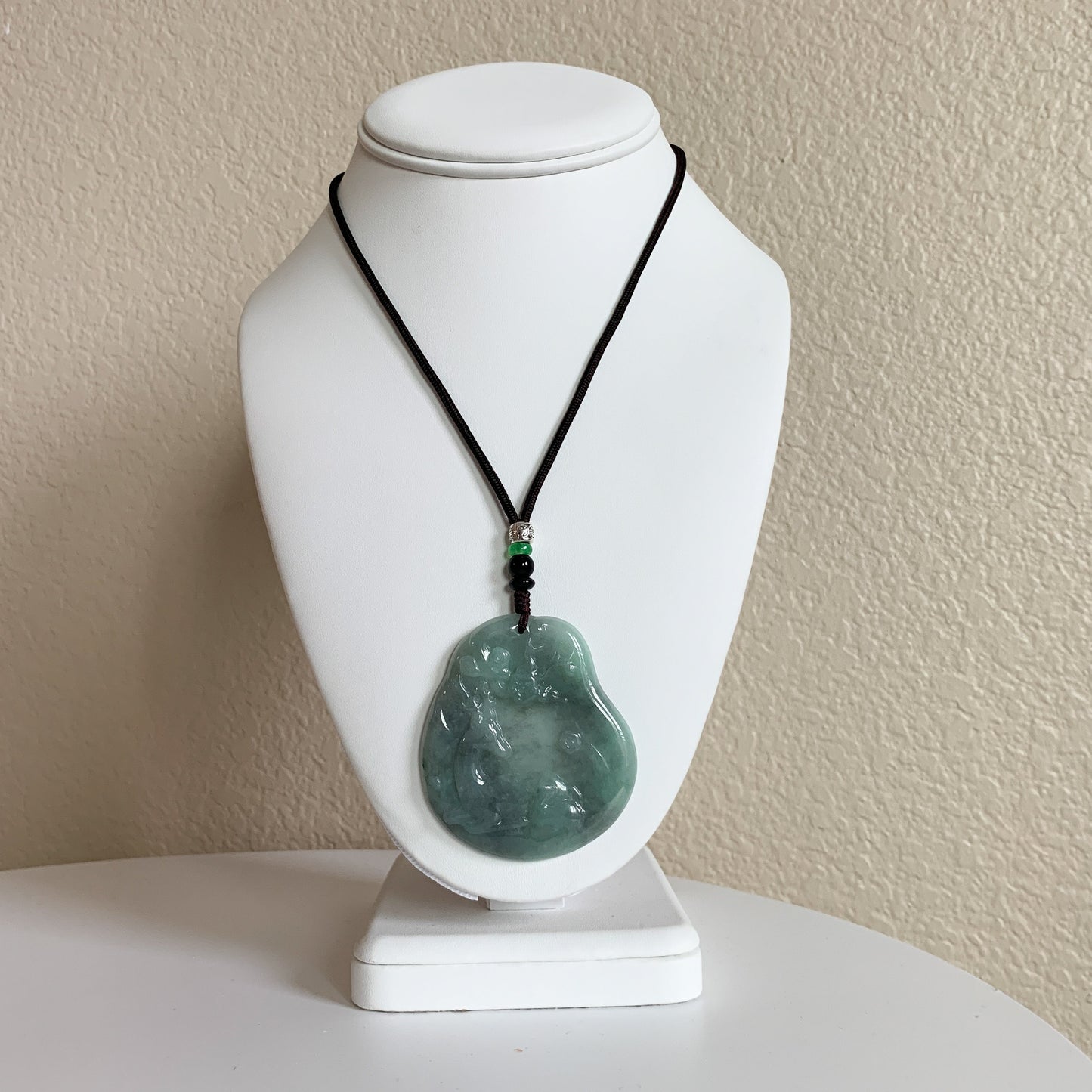 Jadeite Jade Deer in Forest Hand Carved Pendant Necklace, YJ-0321-0420193 - AriaDesignCollection