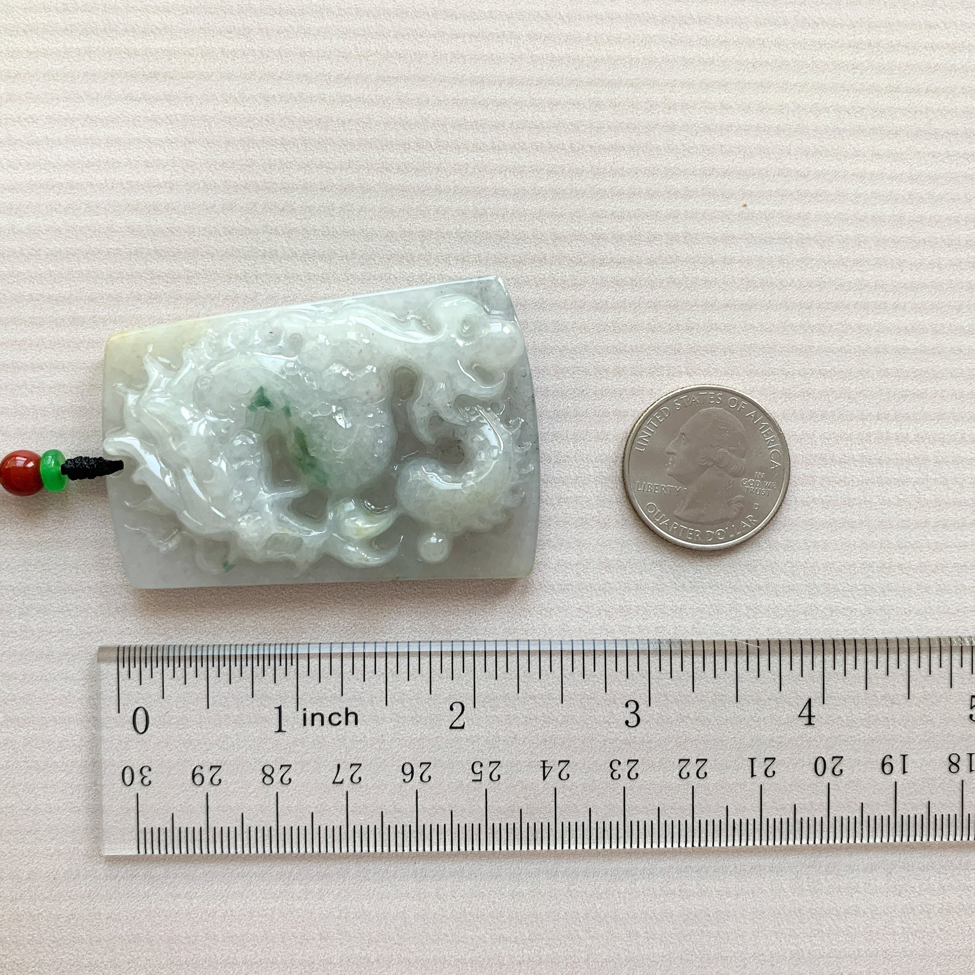 Jadeite Jade Dragon Chinese Zodiac Hand Carved Pendant Necklace, BJ-0621-0005313 - AriaDesignCollection