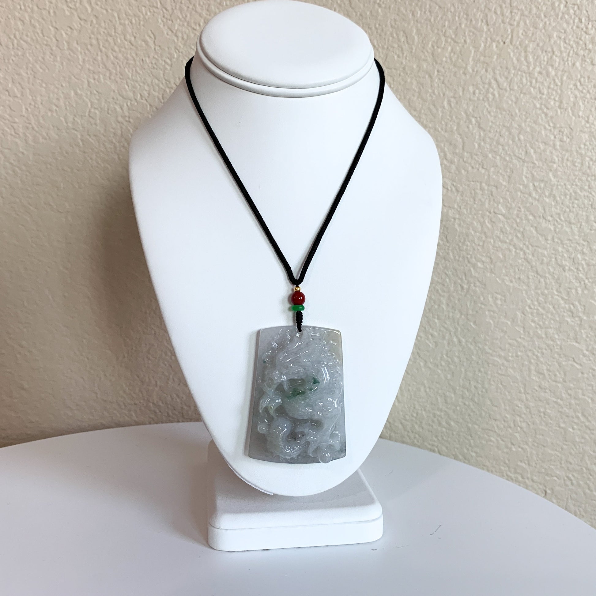 Jadeite Jade Dragon Chinese Zodiac Hand Carved Pendant Necklace, BJ-0621-0005313 - AriaDesignCollection