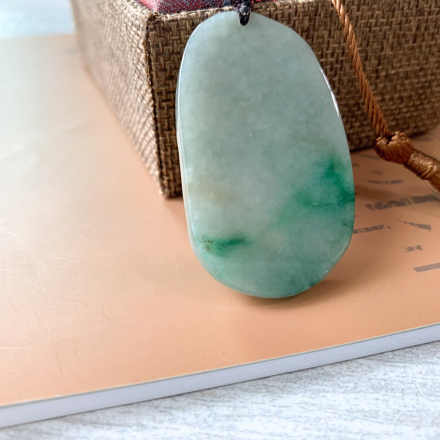 Jadeite Jade Landscape Mountain Forest River Scenery Hand Carved Pendant Necklace, YJ-0321-0387980 - AriaDesignCollection