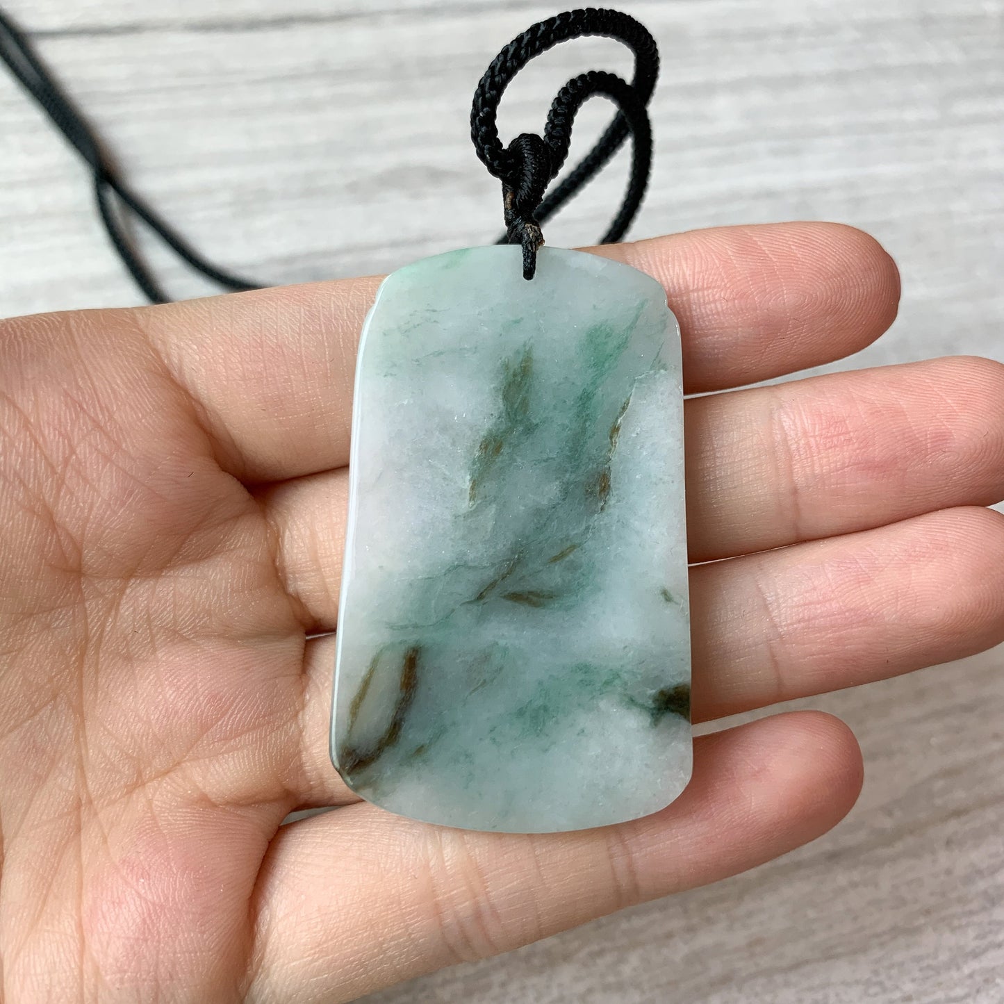Jadeite Jade Magpie Bird Plum Flower Carved Pendant, YJ-0321-0437900 - AriaDesignCollection